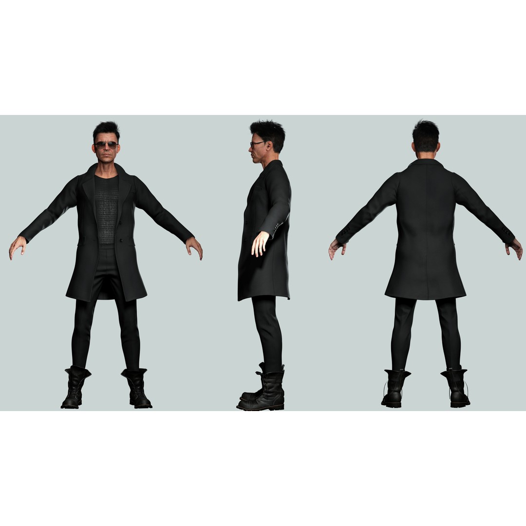 Realistic Secret Agent Man 3D Model – Low-Poly Rigged Character, FBX - View 3
