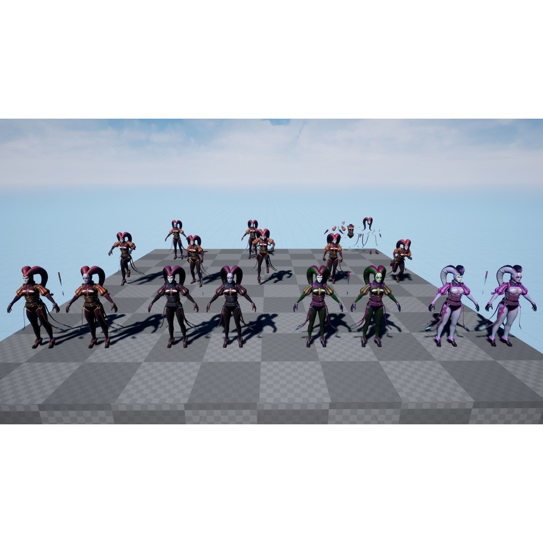 Lady Jester 3D Model – Low Poly Game Ready Character, FBX, PBR - View 12