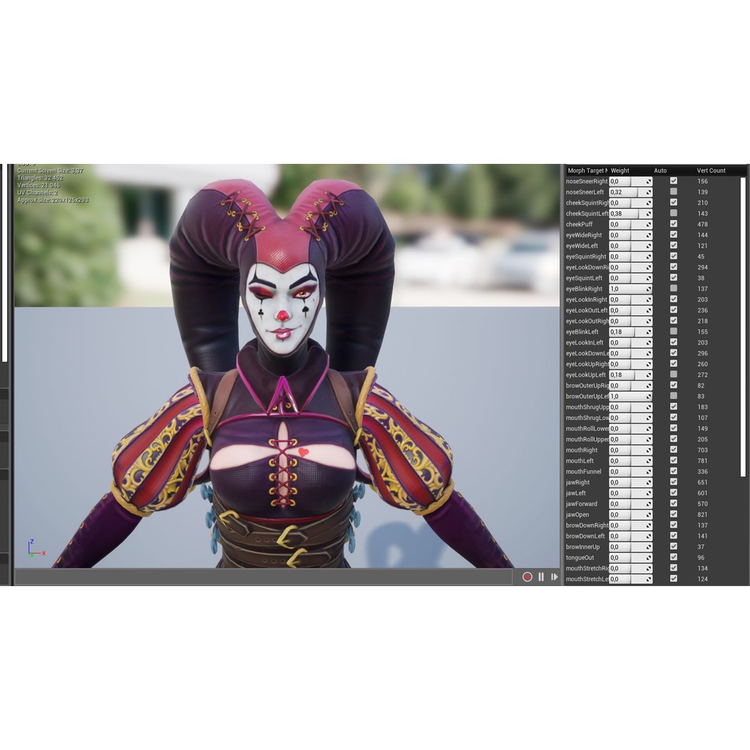 Lady Jester 3D Model – Low Poly Game Ready Character, FBX, PBR - View 18