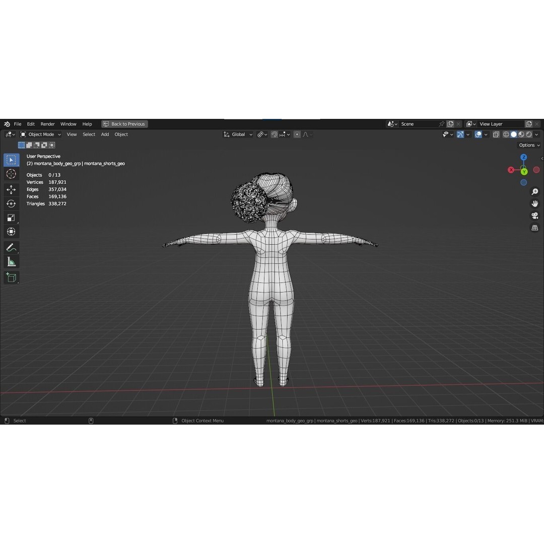 Montana Cartoon Girl Teen Character 3D Model – Stylized Game Asset, FBX, Blender - View 10