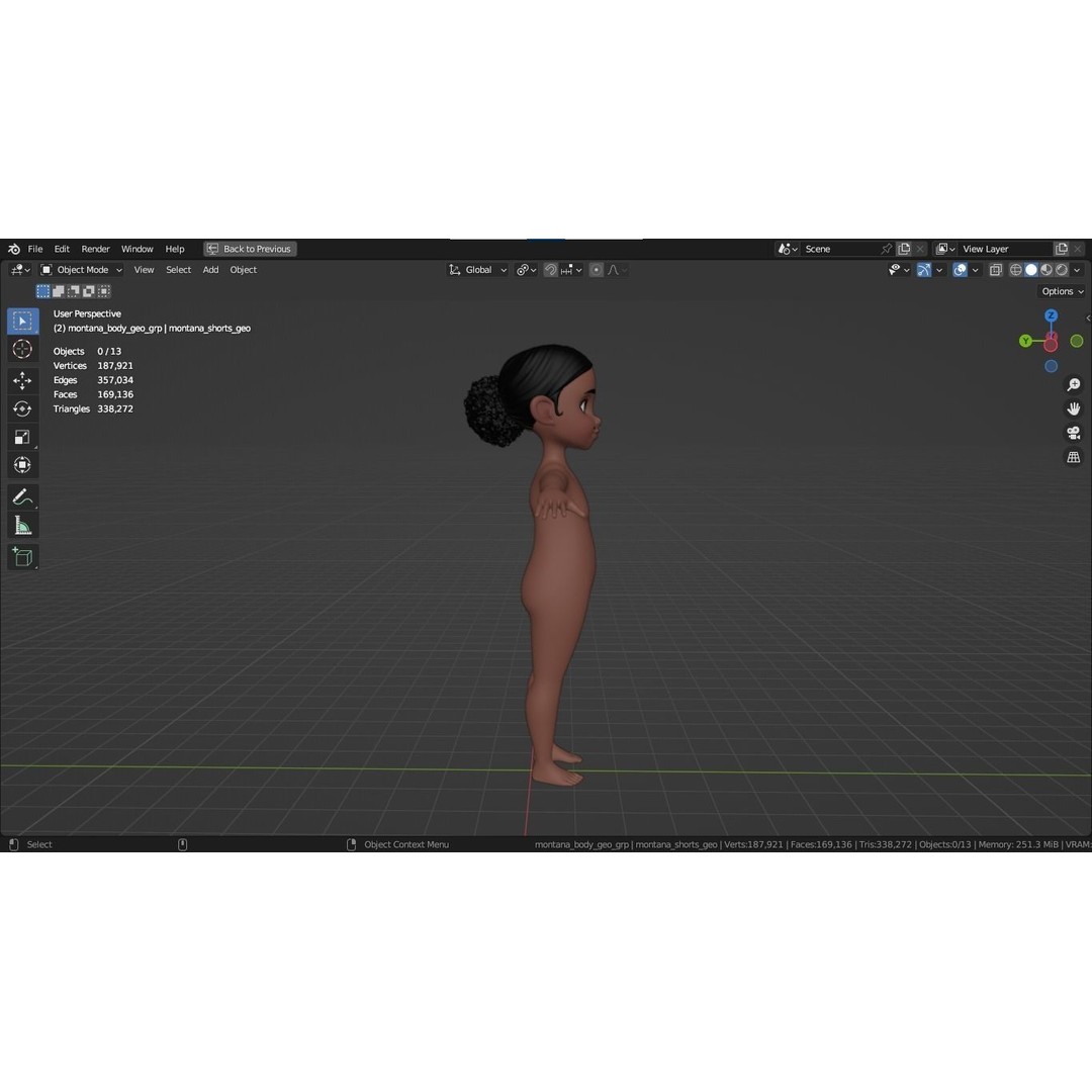 Montana Cartoon Girl Teen Character 3D Model – Stylized Game Asset, FBX, Blender - View 11
