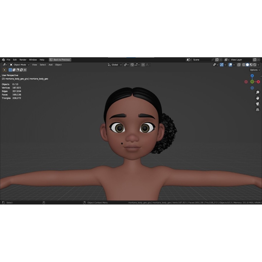 Montana Cartoon Girl Teen Character 3D Model – Stylized Game Asset, FBX, Blender - View 13