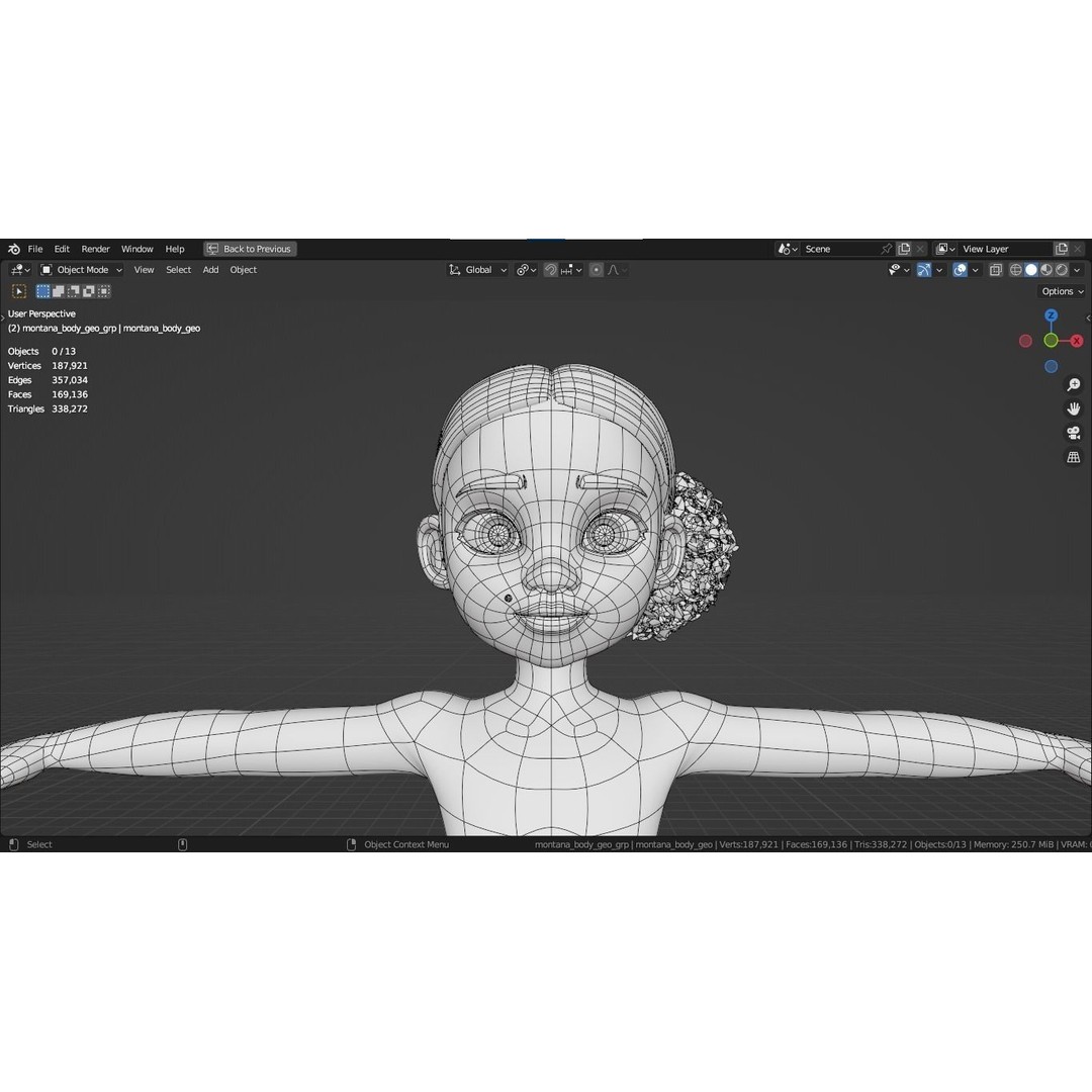 Montana Cartoon Girl Teen Character 3D Model – Stylized Game Asset, FBX, Blender - View 14