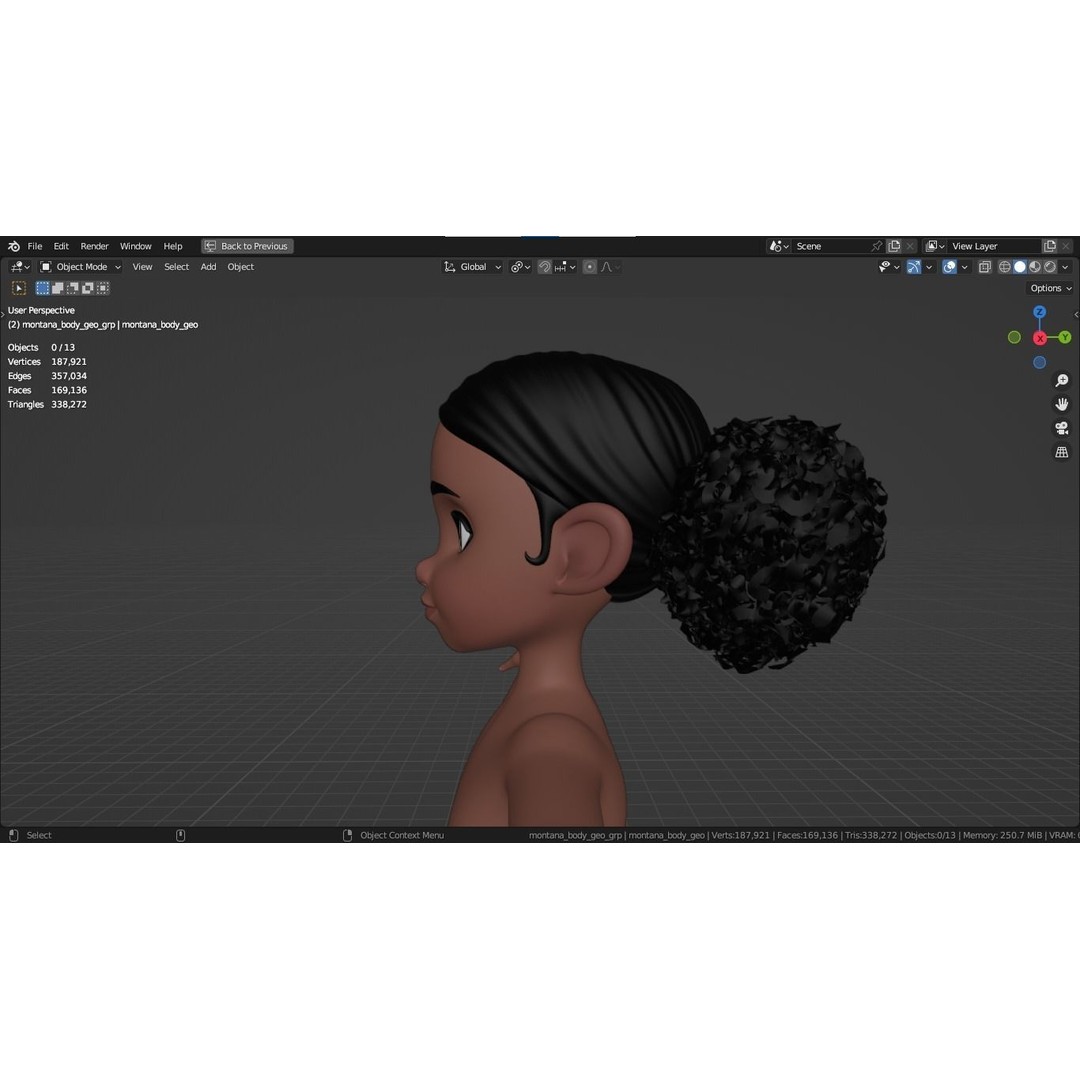 Montana Cartoon Girl Teen Character 3D Model – Stylized Game Asset, FBX, Blender - View 15