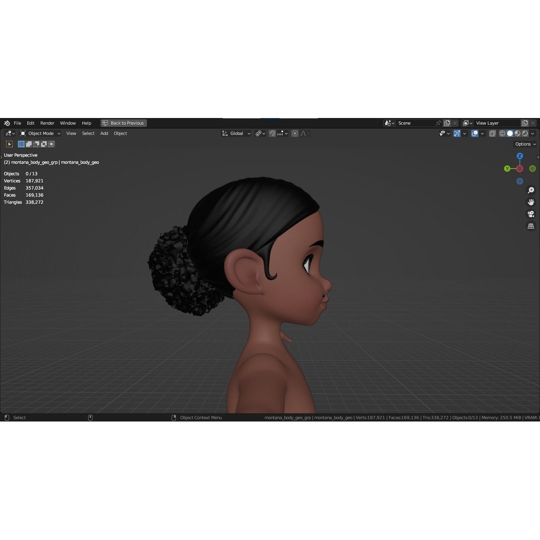 Montana Cartoon Girl Teen Character 3D Model – Stylized Game Asset, FBX, Blender - View 19