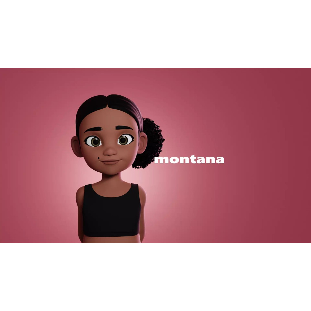 Montana Cartoon Girl Teen Character 3D Model – Stylized Game Asset, FBX, Blender - View 2