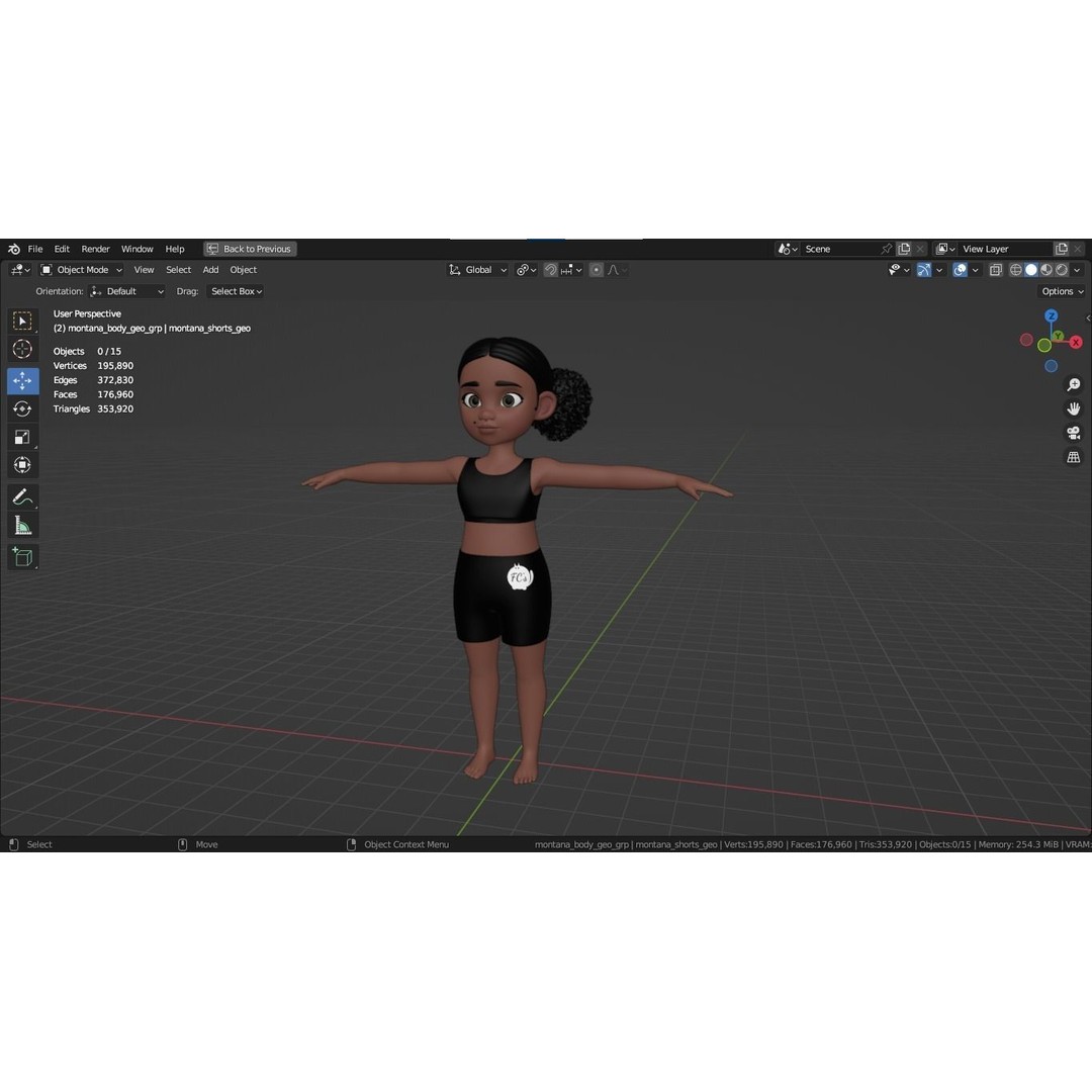Montana Cartoon Girl Teen Character 3D Model – Stylized Game Asset, FBX, Blender - View 3