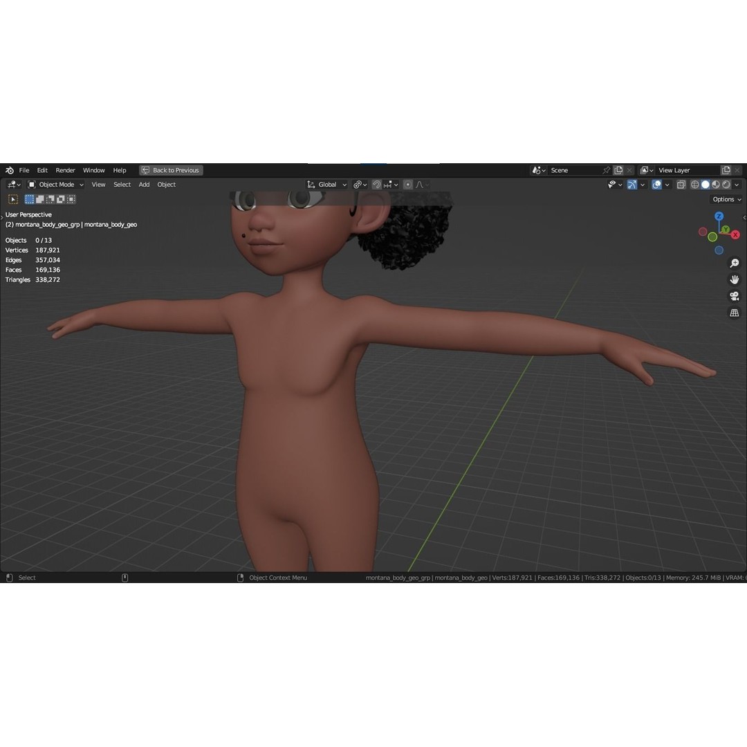 Montana Cartoon Girl Teen Character 3D Model – Stylized Game Asset, FBX, Blender - View 34