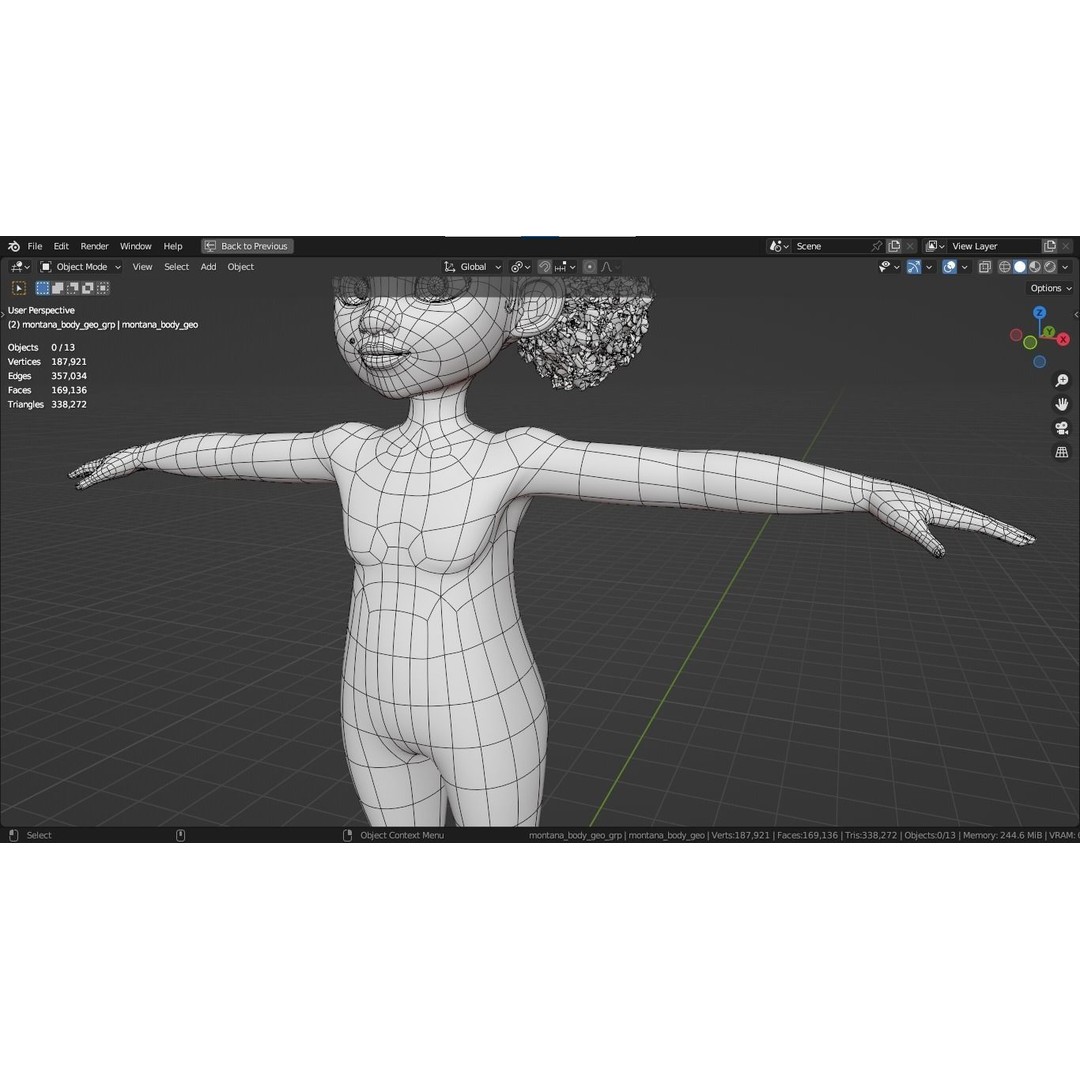 Montana Cartoon Girl Teen Character 3D Model – Stylized Game Asset, FBX, Blender - View 35