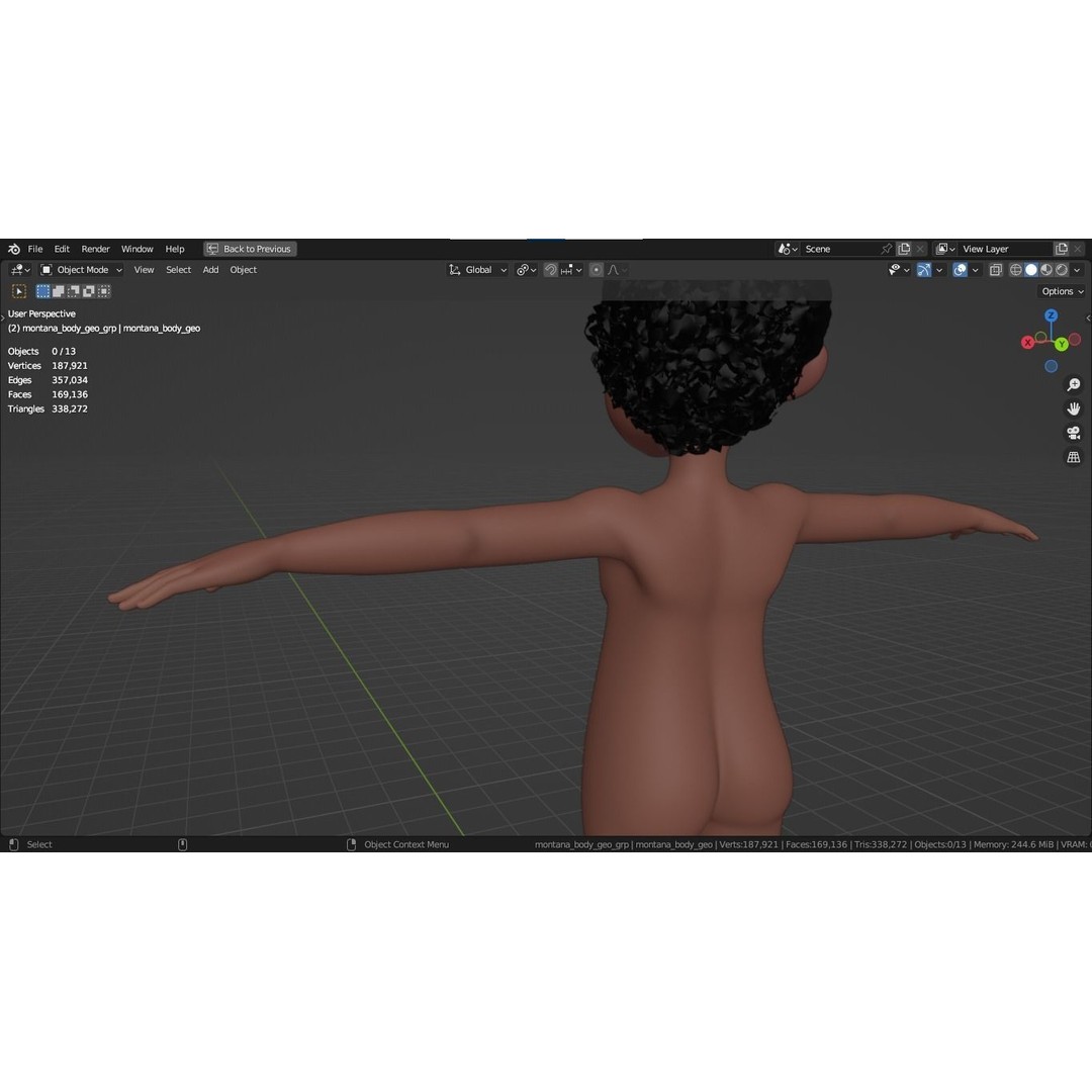 Montana Cartoon Girl Teen Character 3D Model – Stylized Game Asset, FBX, Blender - View 36