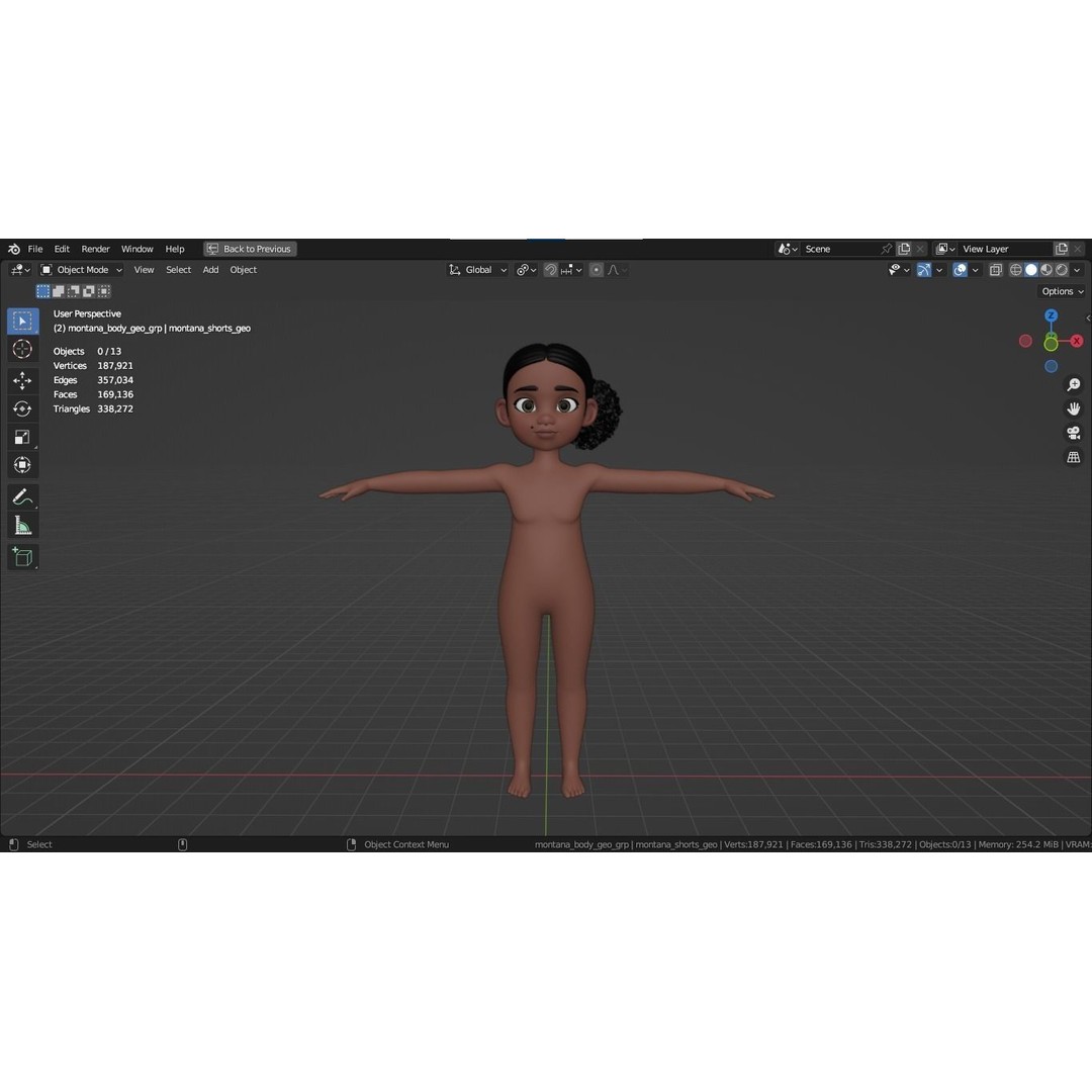Montana Cartoon Girl Teen Character 3D Model – Stylized Game Asset, FBX, Blender - View 4