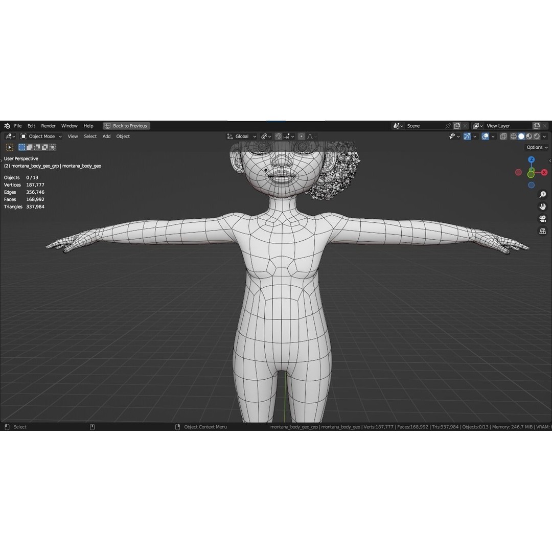 Montana Cartoon Girl Teen Character 3D Model – Stylized Game Asset, FBX, Blender - View 43