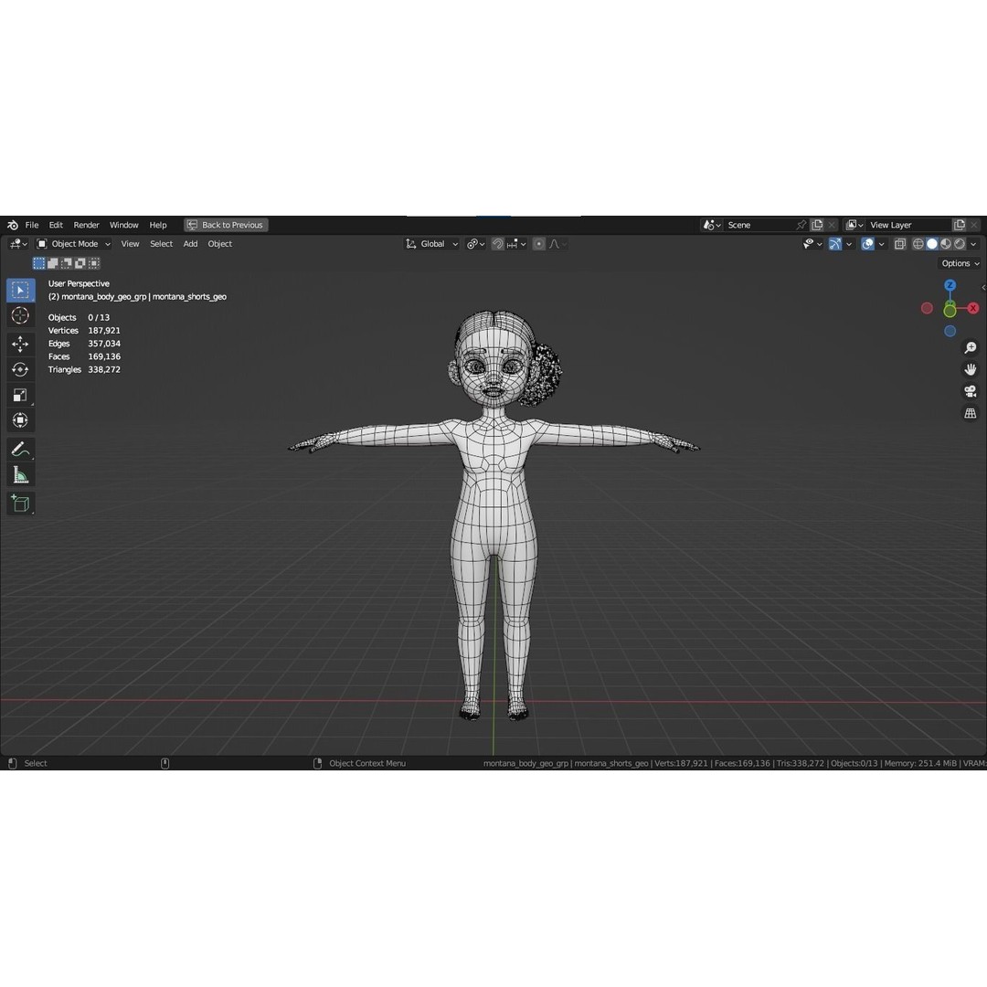 Montana Cartoon Girl Teen Character 3D Model – Stylized Game Asset, FBX, Blender - View 6