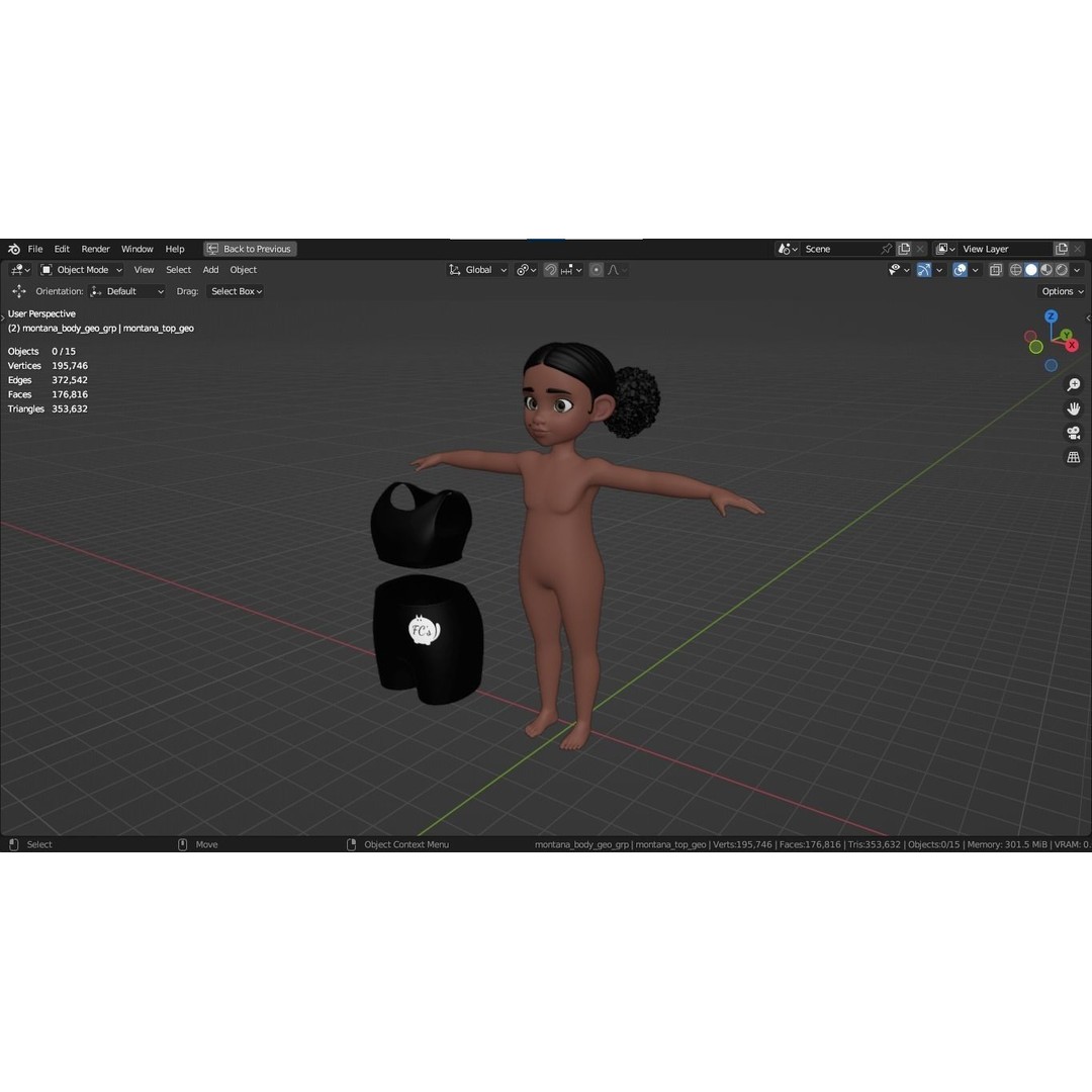 Montana Cartoon Girl Teen Character 3D Model – Stylized Game Asset, FBX, Blender - View 62