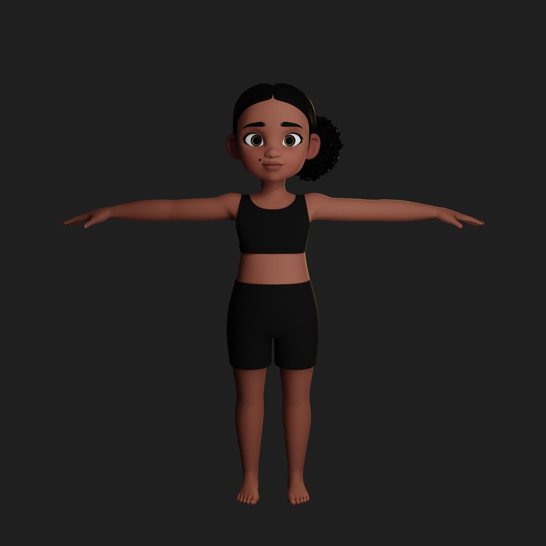 Montana Cartoon Girl Teen Character 3D Model – Stylized Game Asset, FBX, Blender - View 63
