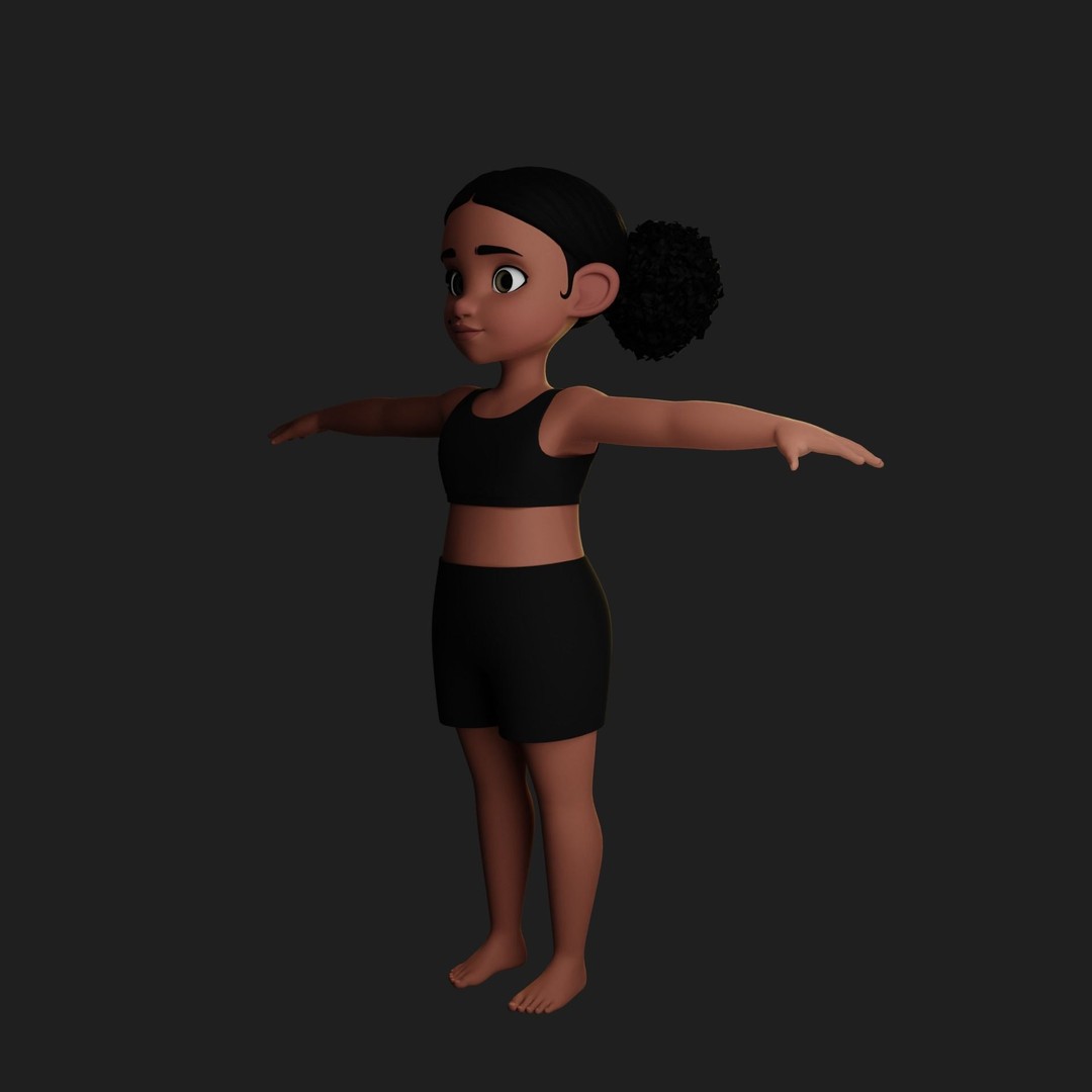 Montana Cartoon Girl Teen Character 3D Model – Stylized Game Asset, FBX, Blender - View 64