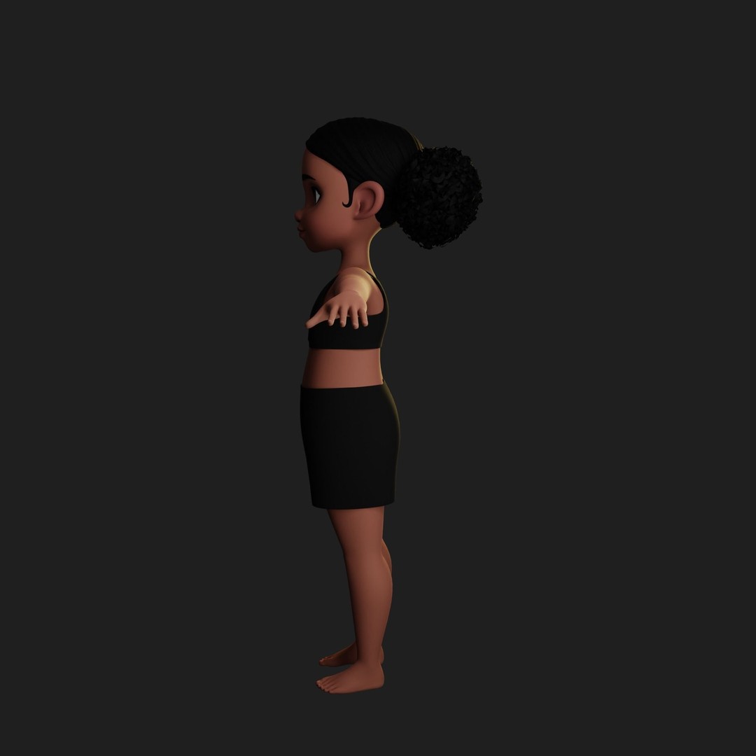 Montana Cartoon Girl Teen Character 3D Model – Stylized Game Asset, FBX, Blender - View 65