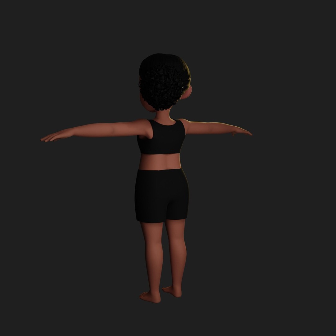 Montana Cartoon Girl Teen Character 3D Model – Stylized Game Asset, FBX, Blender - View 66