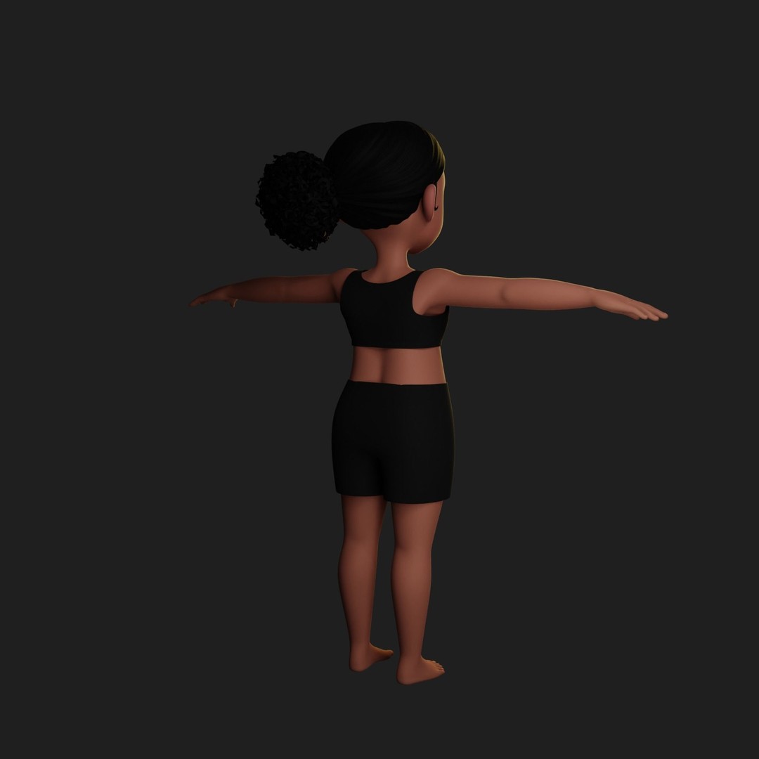 Montana Cartoon Girl Teen Character 3D Model – Stylized Game Asset, FBX, Blender - View 68