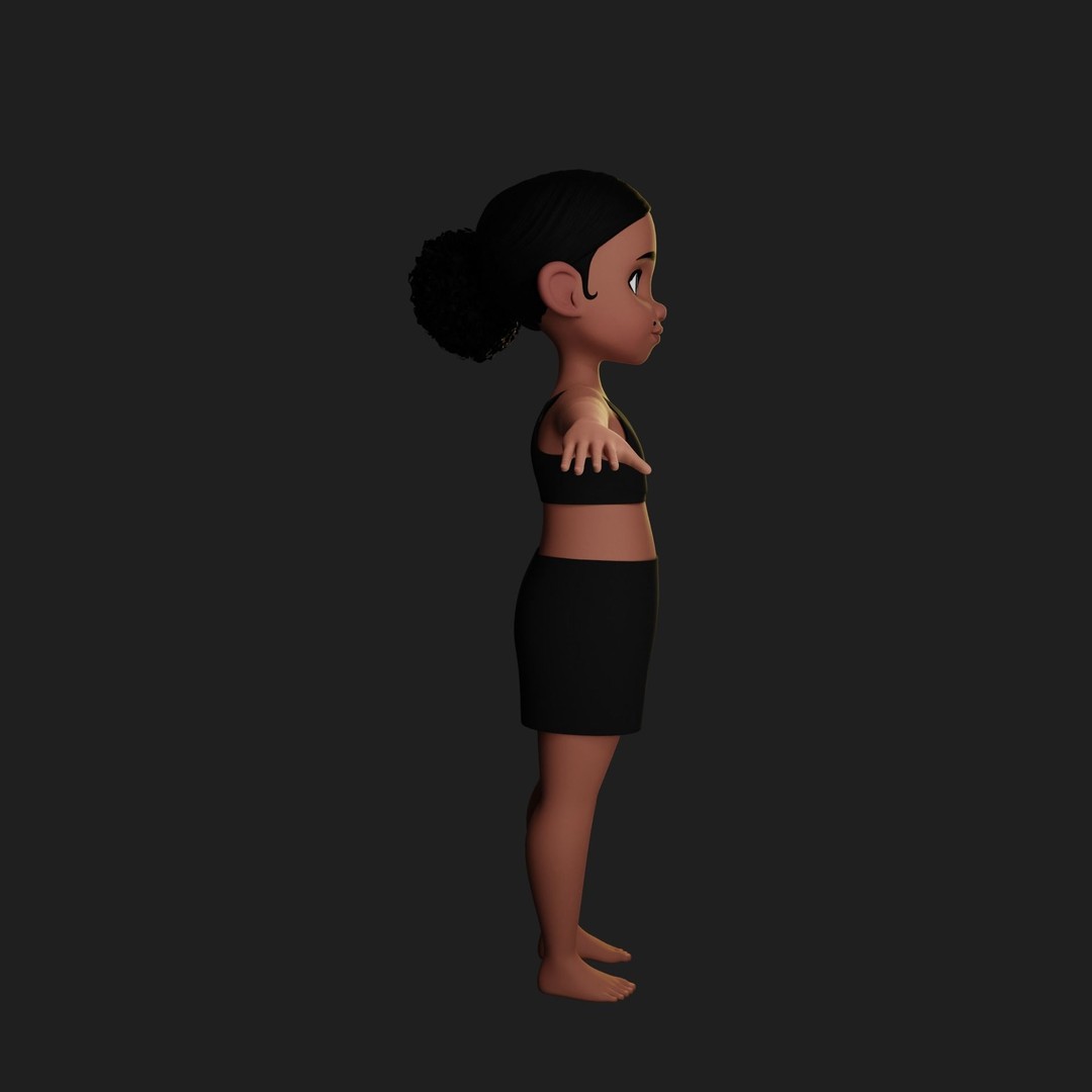 Montana Cartoon Girl Teen Character 3D Model – Stylized Game Asset, FBX, Blender - View 69