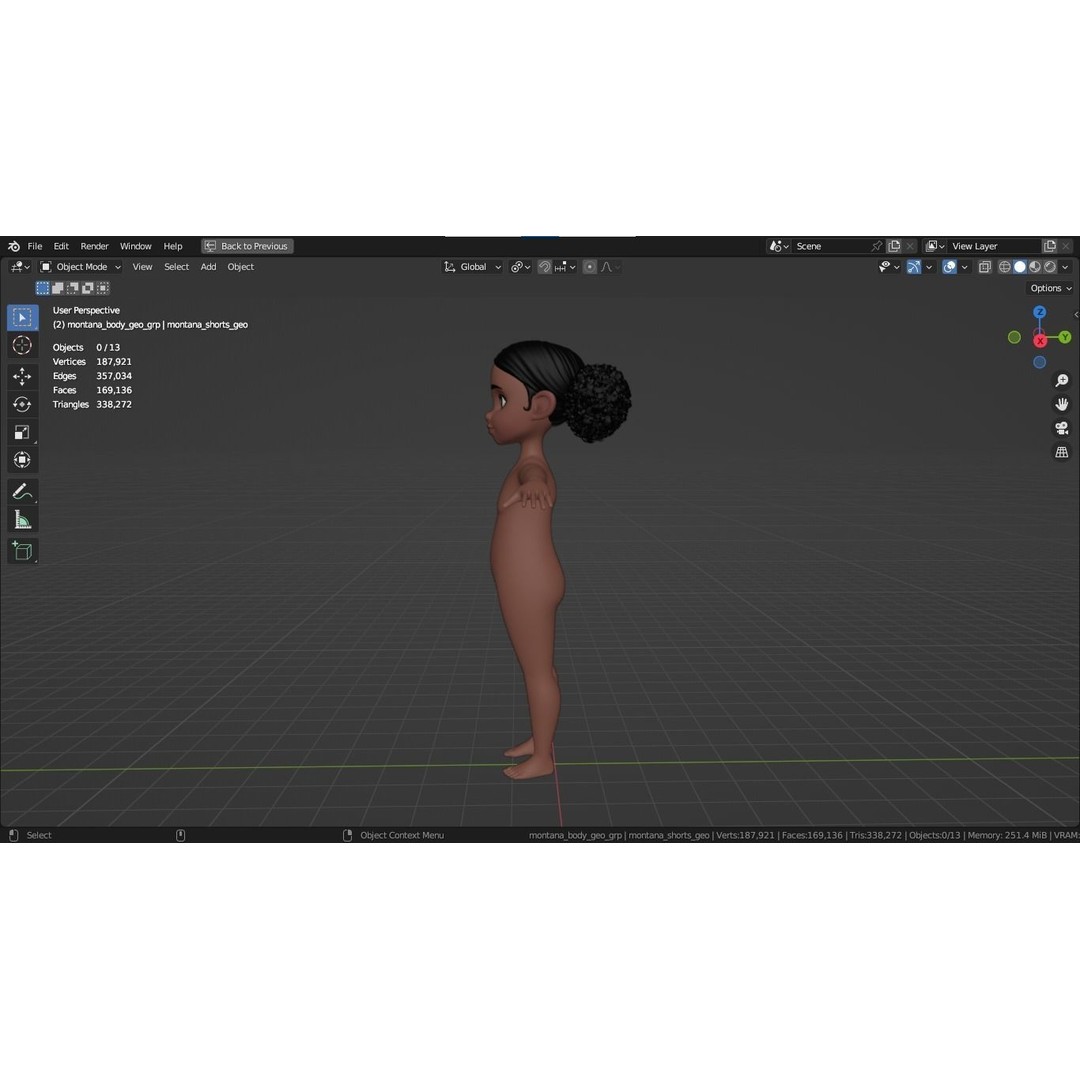 Montana Cartoon Girl Teen Character 3D Model – Stylized Game Asset, FBX, Blender - View 7