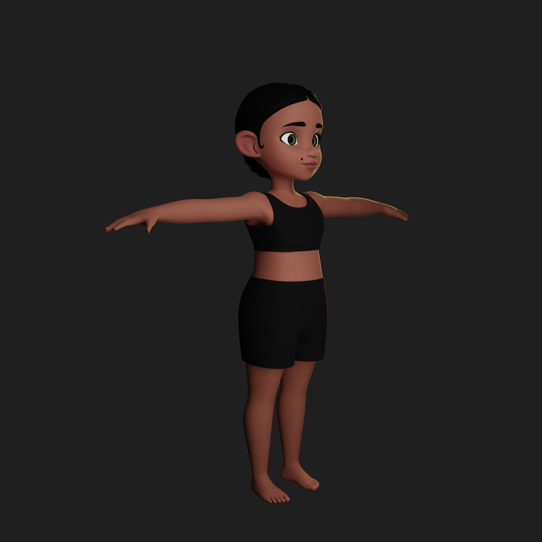 Montana Cartoon Girl Teen Character 3D Model – Stylized Game Asset, FBX, Blender - View 70