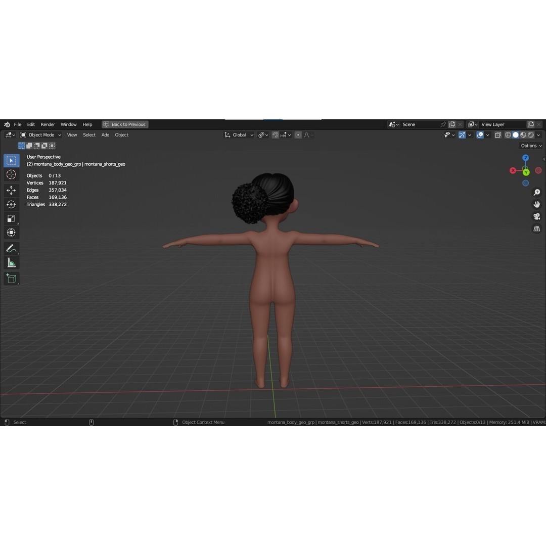 Montana Cartoon Girl Teen Character 3D Model – Stylized Game Asset, FBX, Blender - View 9