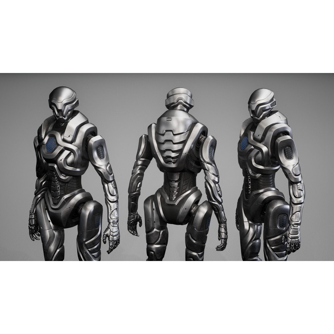 Robot 3D Model – Low Poly Sci-Fi Character, Game Ready, FBX - View 10