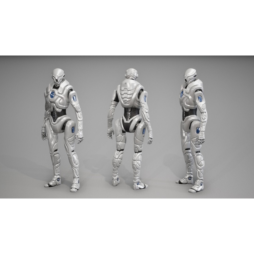 Robot 3D Model – Low Poly Sci-Fi Character, Game Ready, FBX - View 11