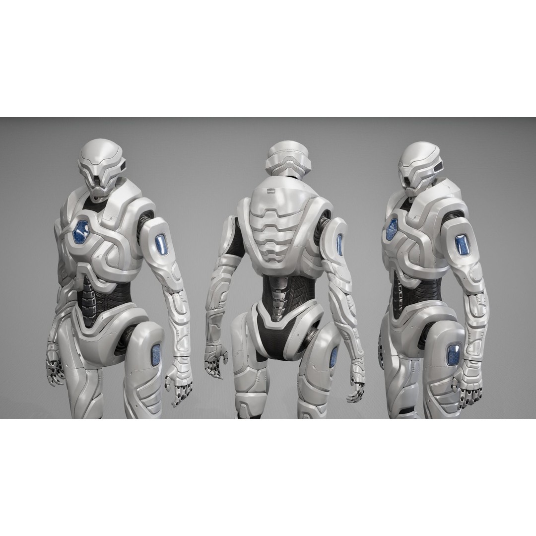 Robot 3D Model – Low Poly Sci-Fi Character, Game Ready, FBX - View 12