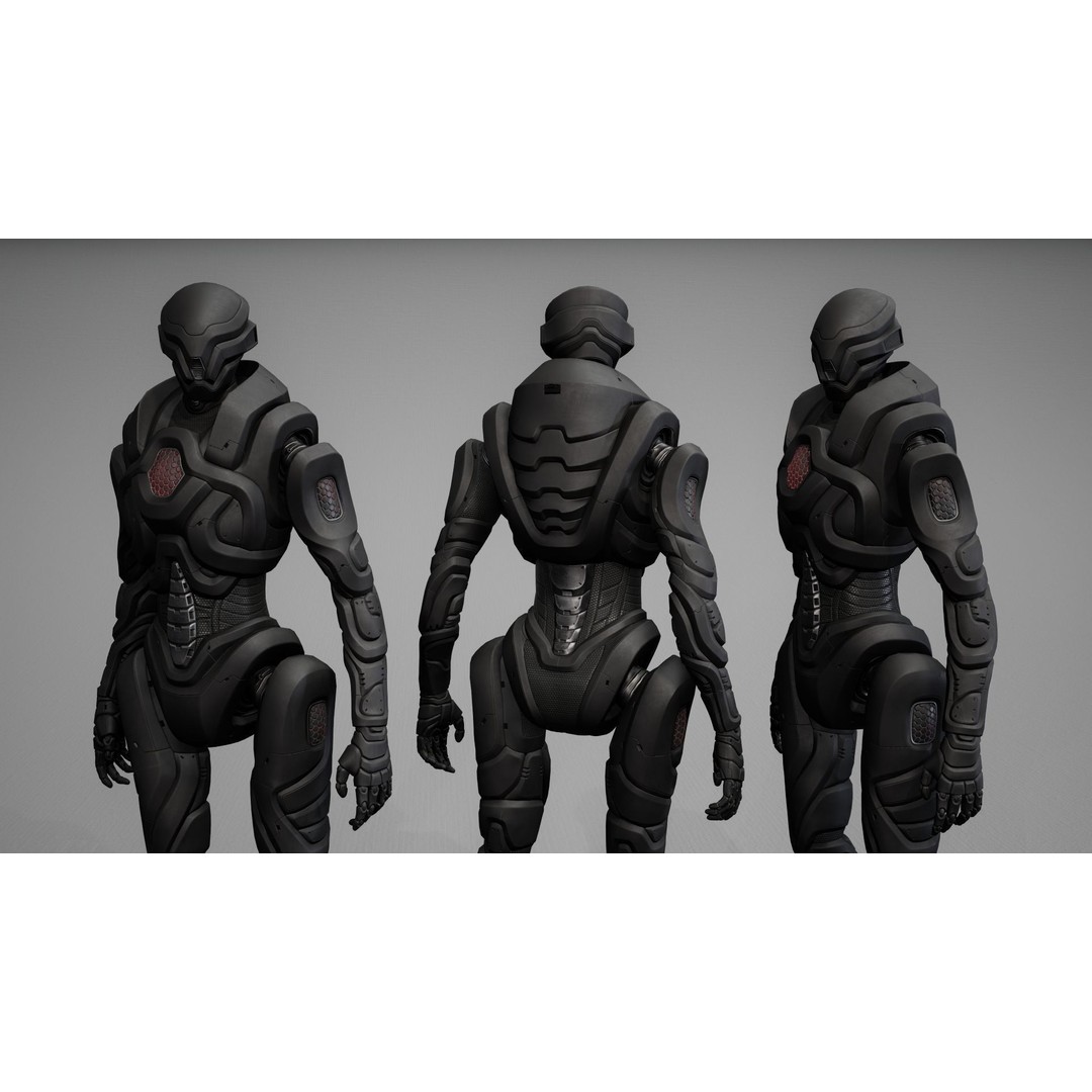 Robot 3D Model – Low Poly Sci-Fi Character, Game Ready, FBX - View 13