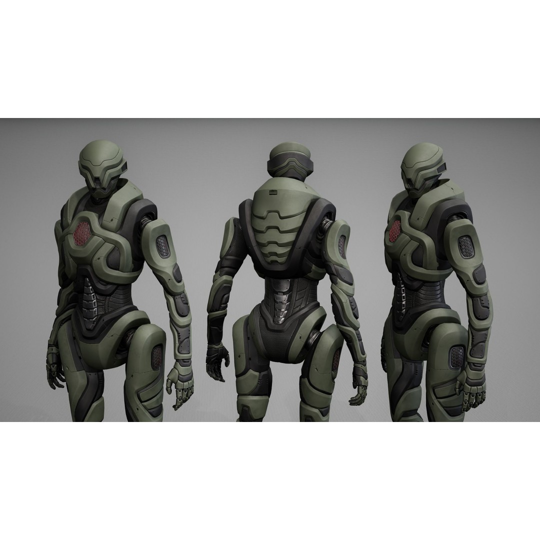 Robot 3D Model – Low Poly Sci-Fi Character, Game Ready, FBX - View 14