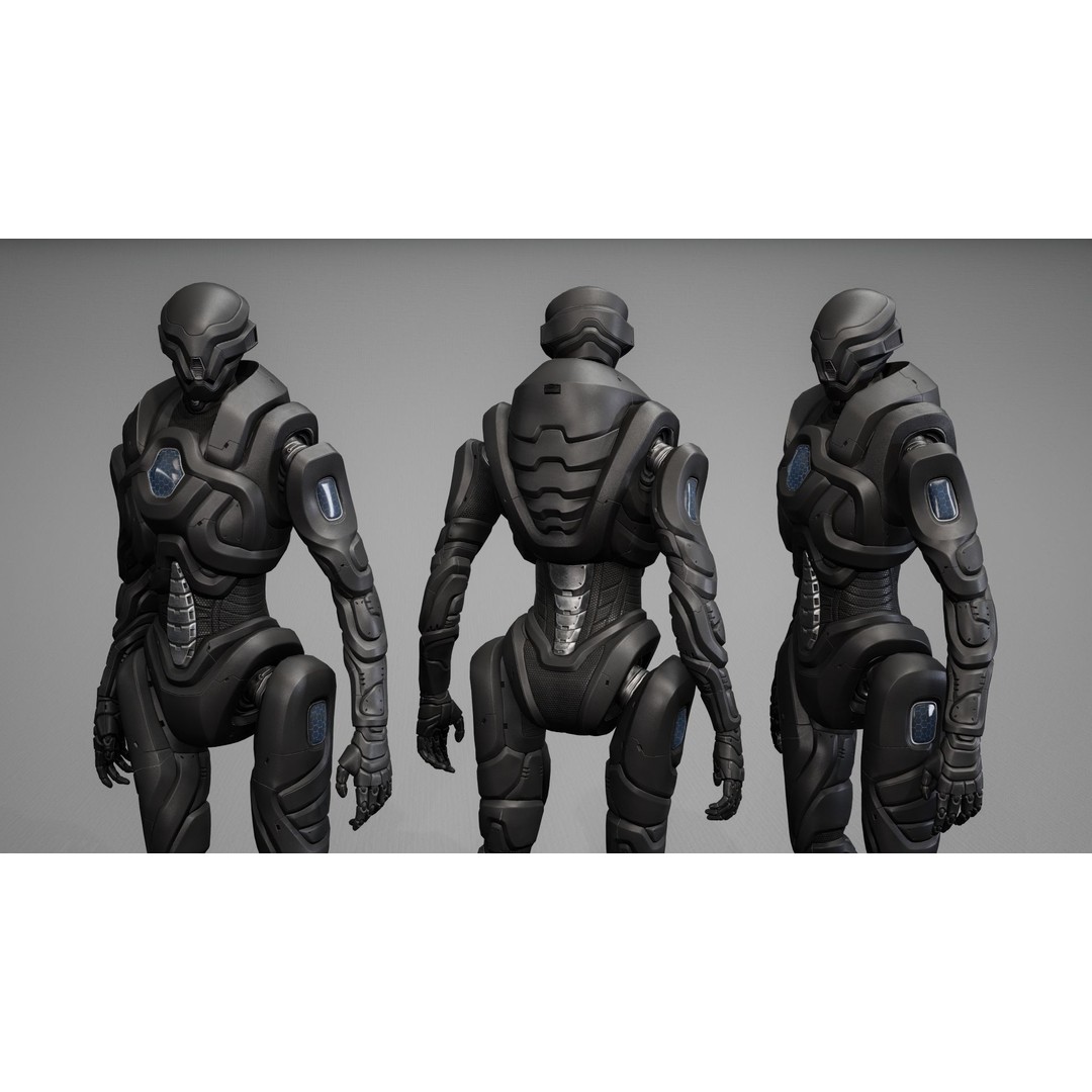 Robot 3D Model – Low Poly Sci-Fi Character, Game Ready, FBX - View 15