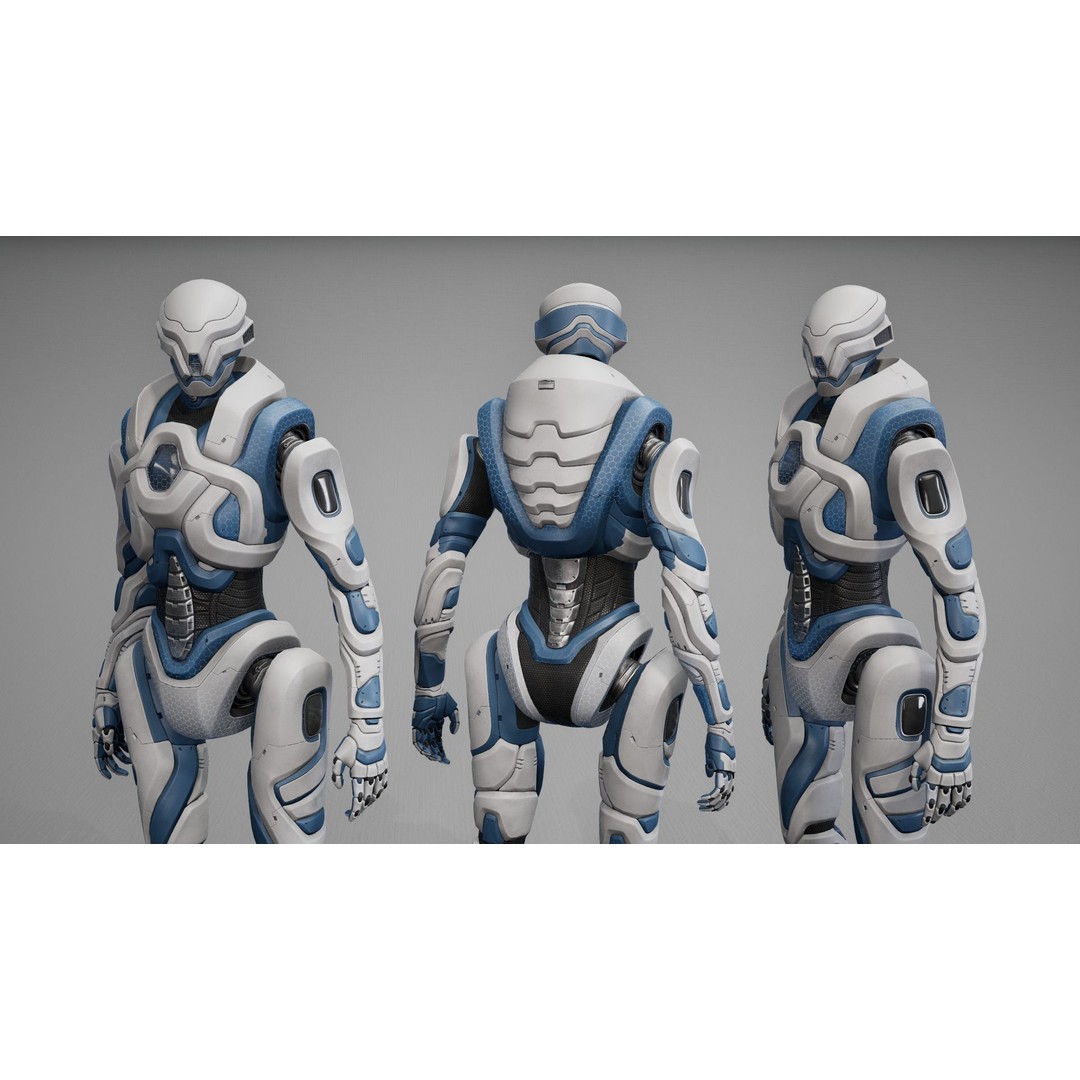 Robot 3D Model – Low Poly Sci-Fi Character, Game Ready, FBX - View 16