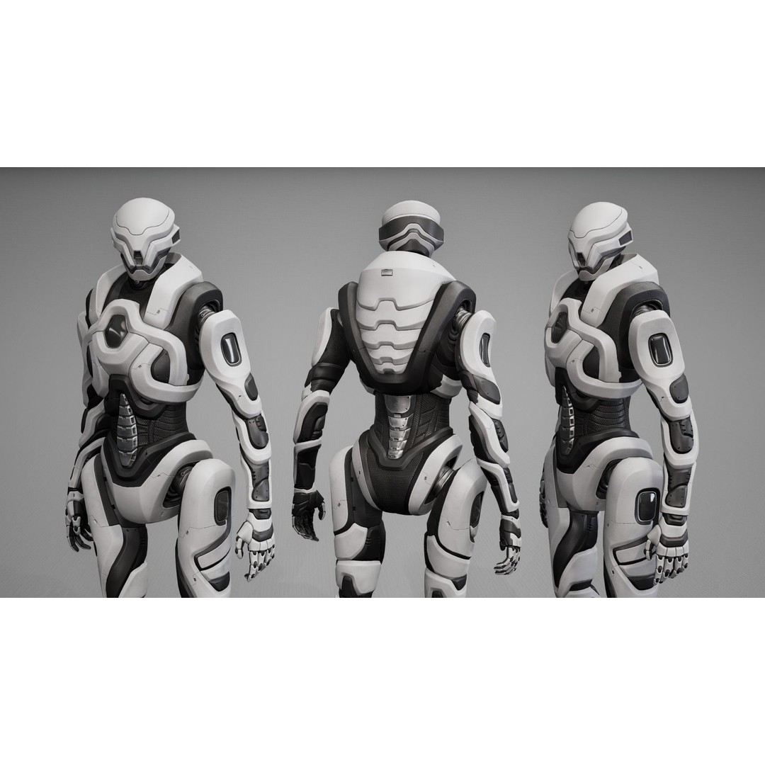 Robot 3D Model – Low Poly Sci-Fi Character, Game Ready, FBX - View 18