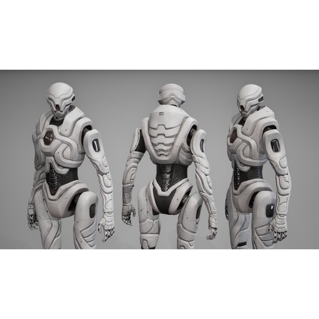 Robot 3D Model – Low Poly Sci-Fi Character, Game Ready, FBX - View 19