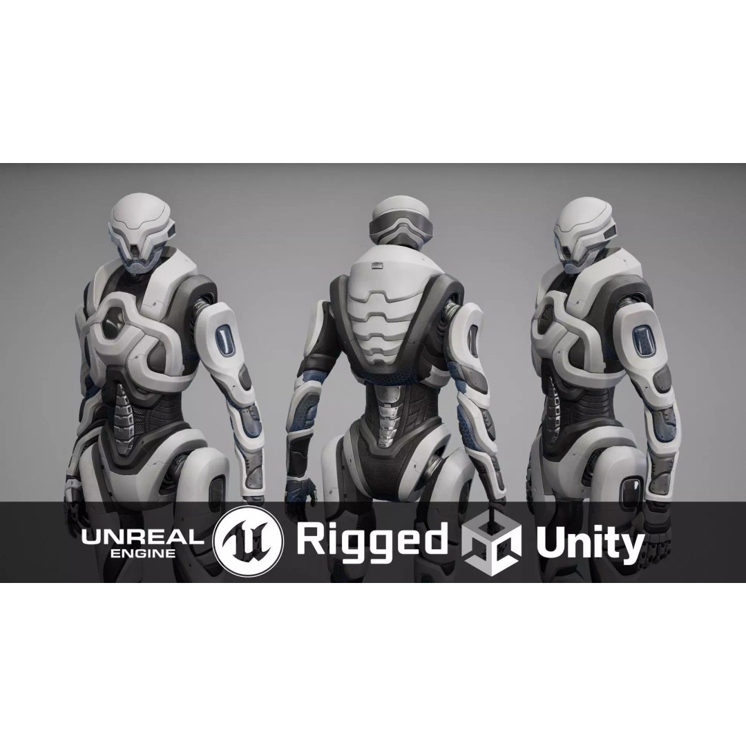 Robot 3D Model – Low Poly Sci-Fi Character, Game Ready, FBX - View 2