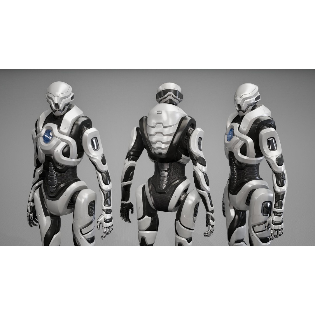 Robot 3D Model – Low Poly Sci-Fi Character, Game Ready, FBX - View 20