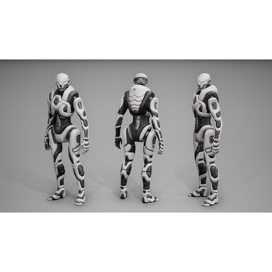 Robot 3D Model – Low Poly Sci-Fi Character, Game Ready, FBX - View 3