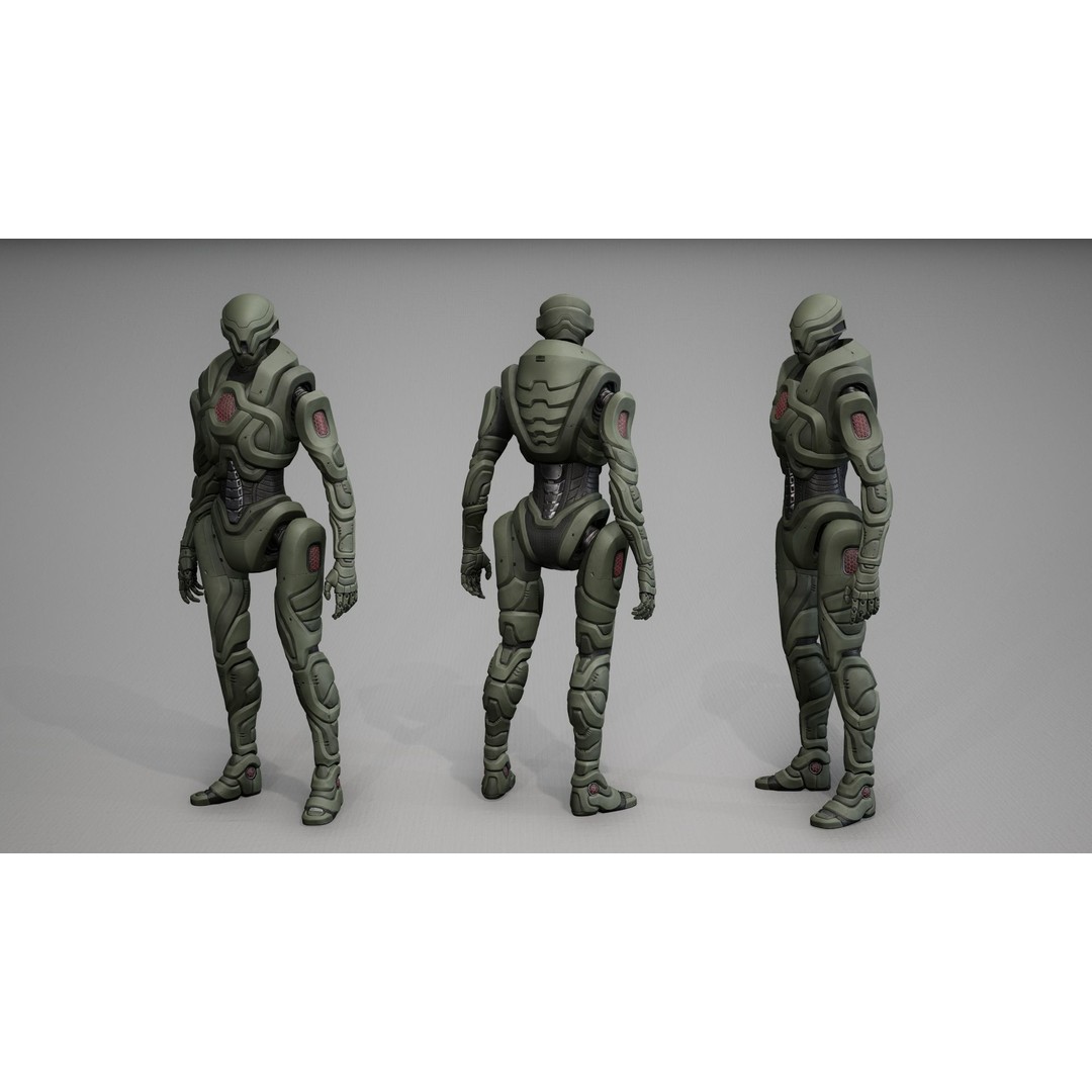 Robot 3D Model – Low Poly Sci-Fi Character, Game Ready, FBX - View 5
