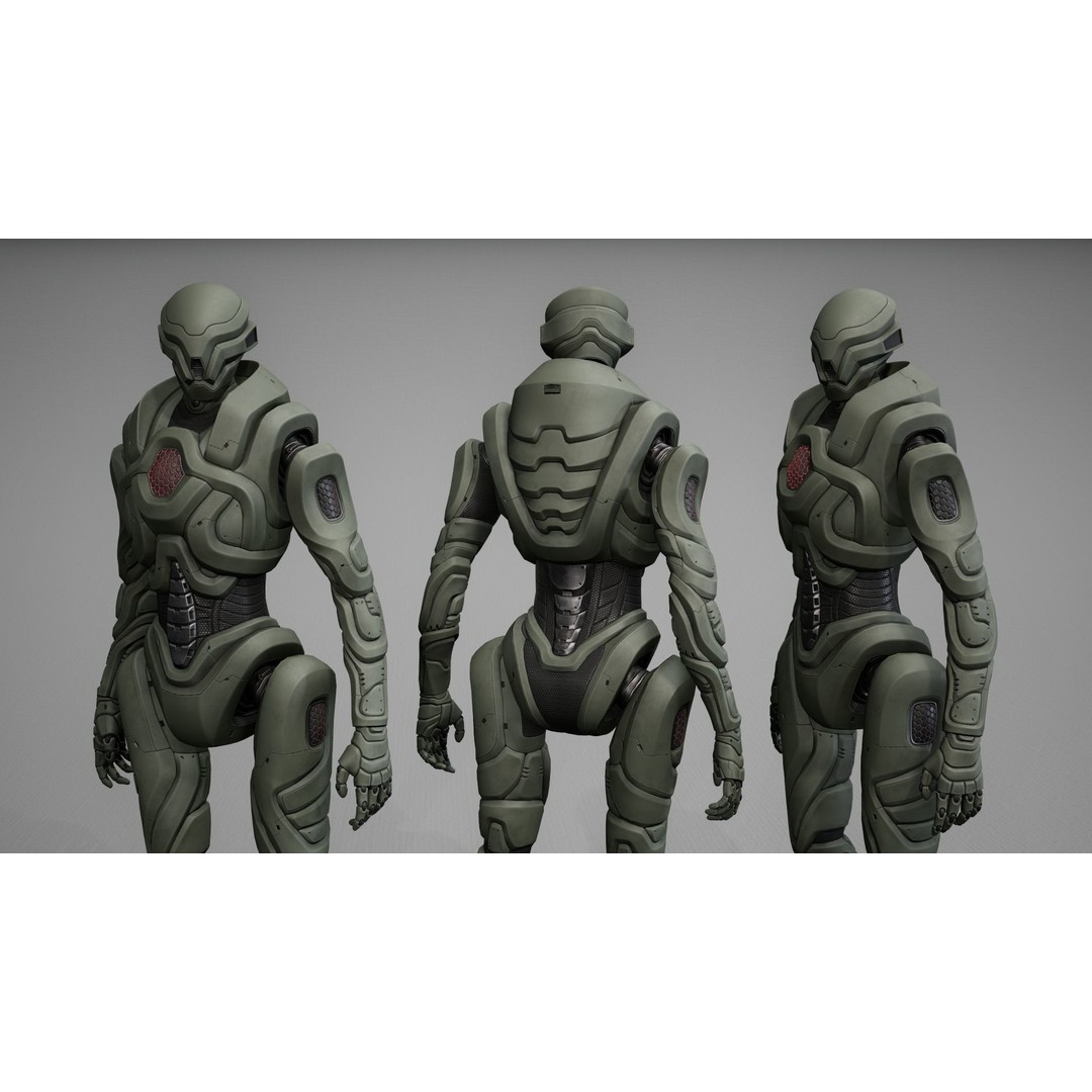 Robot 3D Model – Low Poly Sci-Fi Character, Game Ready, FBX - View 6