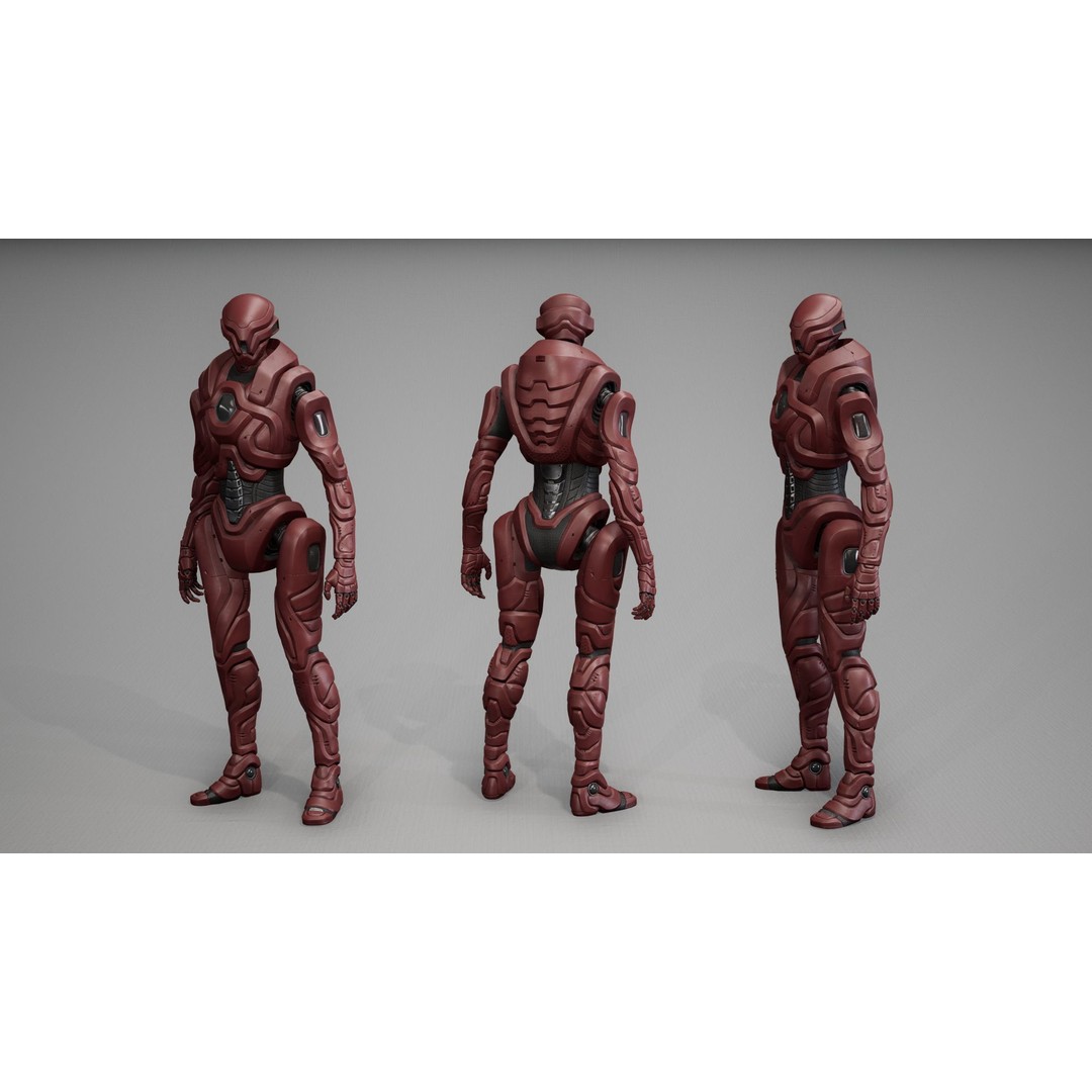 Robot 3D Model – Low Poly Sci-Fi Character, Game Ready, FBX - View 7