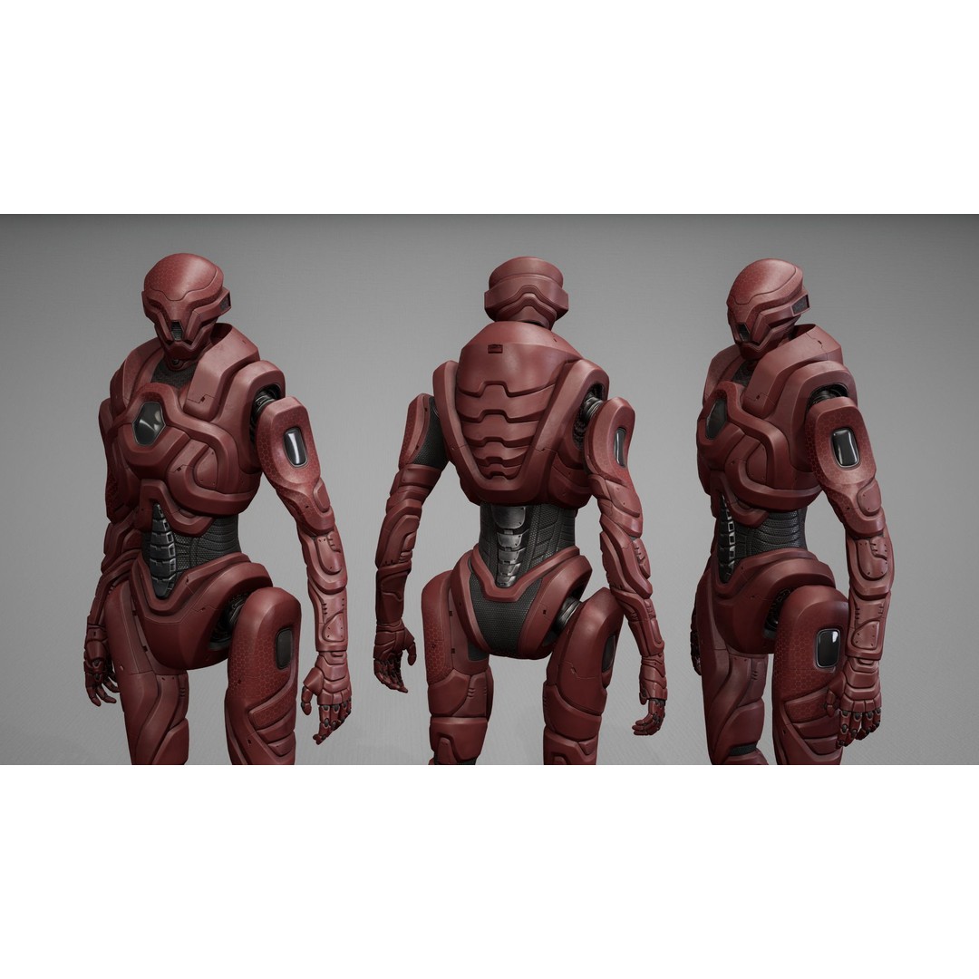 Robot 3D Model – Low Poly Sci-Fi Character, Game Ready, FBX - View 8