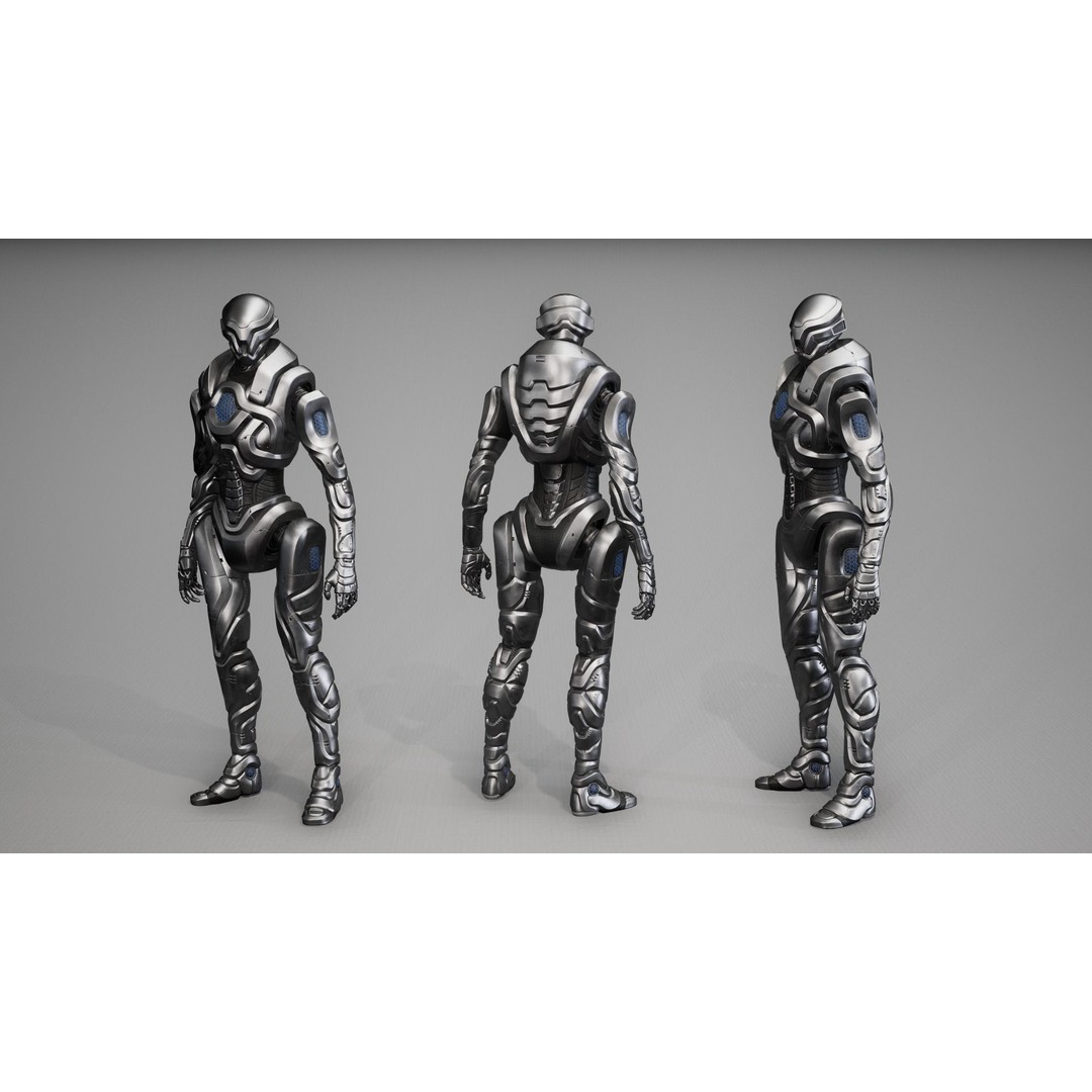 Robot 3D Model – Low Poly Sci-Fi Character, Game Ready, FBX - View 9