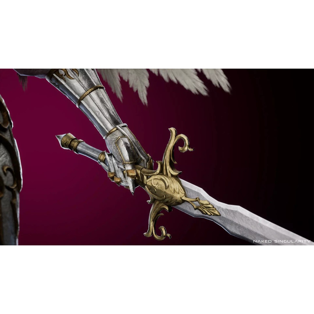 Archangel Valkyrie 3D Model – Game-Ready Low-Poly Character with Wings - View 18
