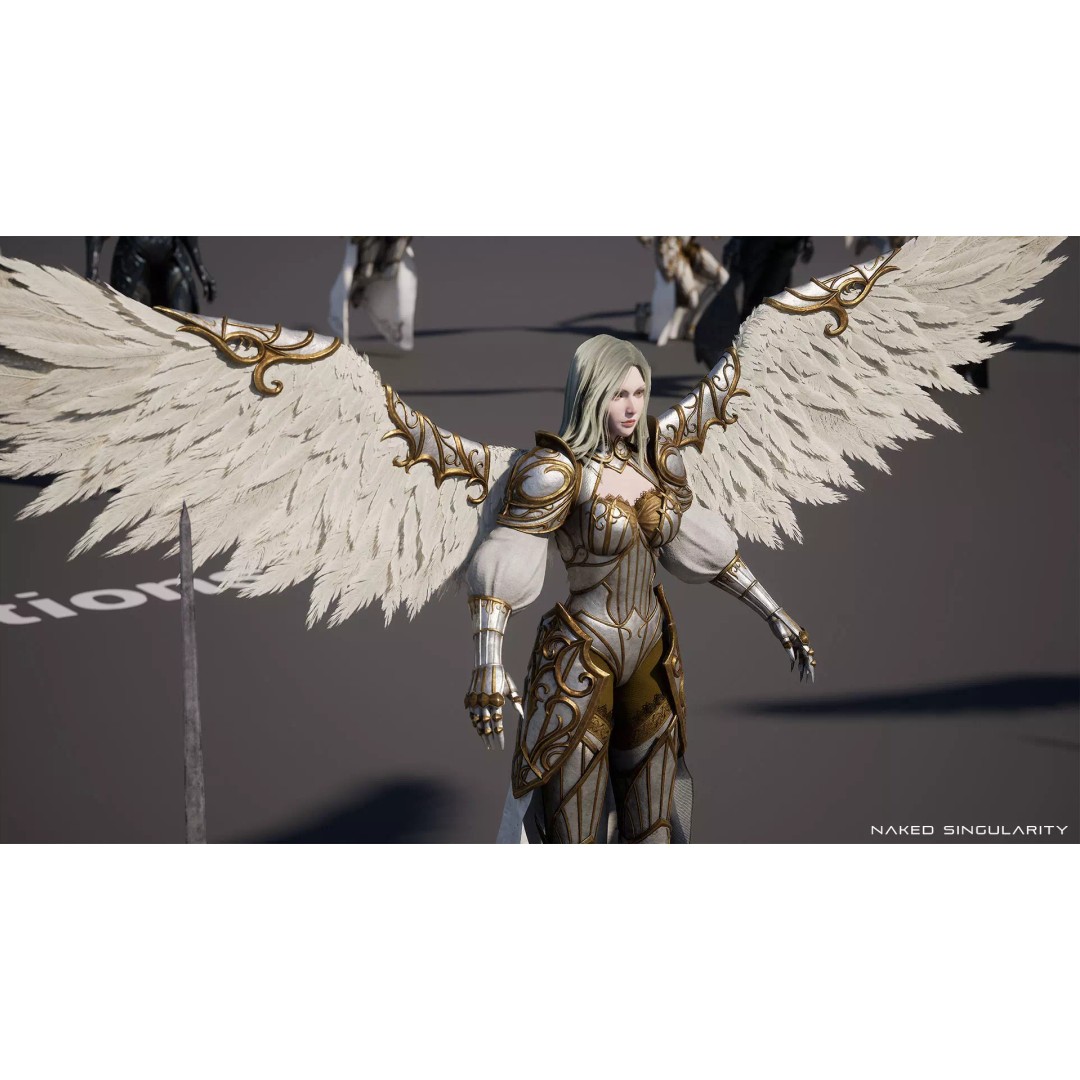Archangel Valkyrie 3D Model – Game-Ready Low-Poly Character with Wings - View 7