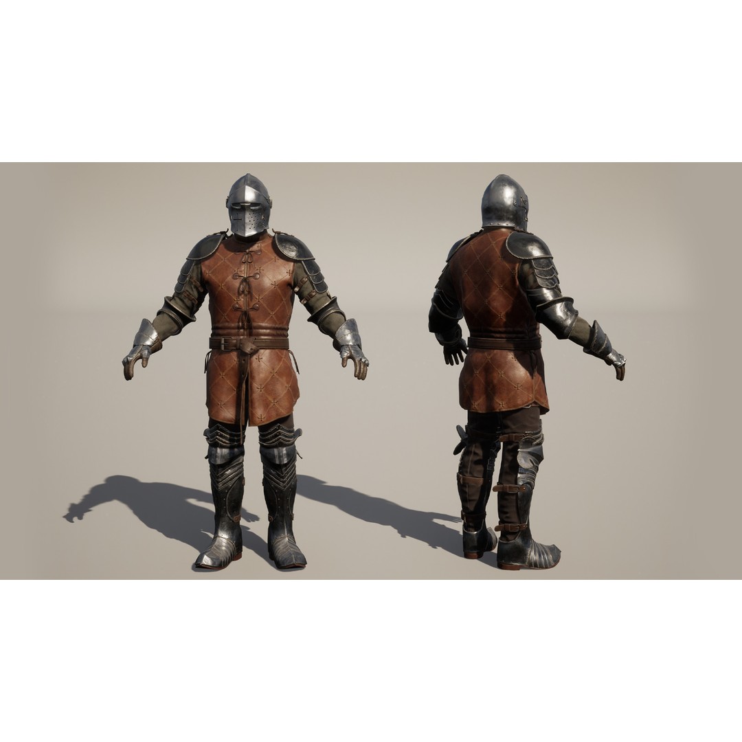 Knight 3D Model – Low Poly Game-Ready Character with Customization Options - View 10