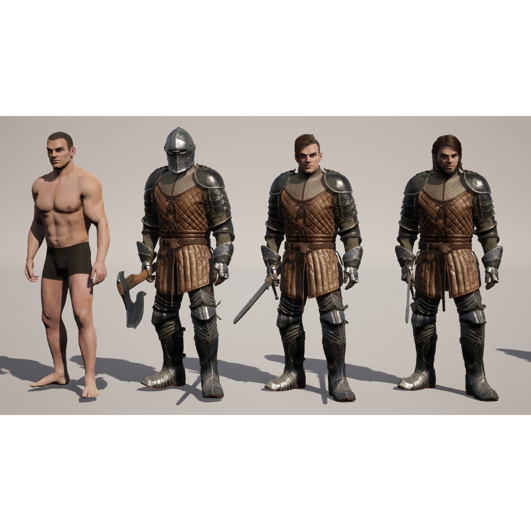 Knight 3D Model – Low Poly Game-Ready Character with Customization Options - View 3