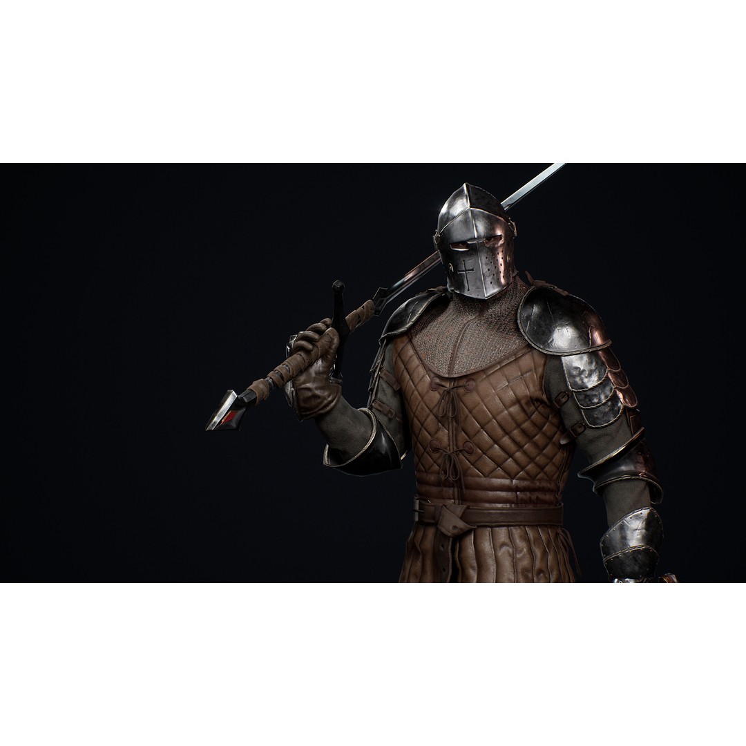 Knight 3D Model – Low Poly Game-Ready Character with Customization Options - View 5