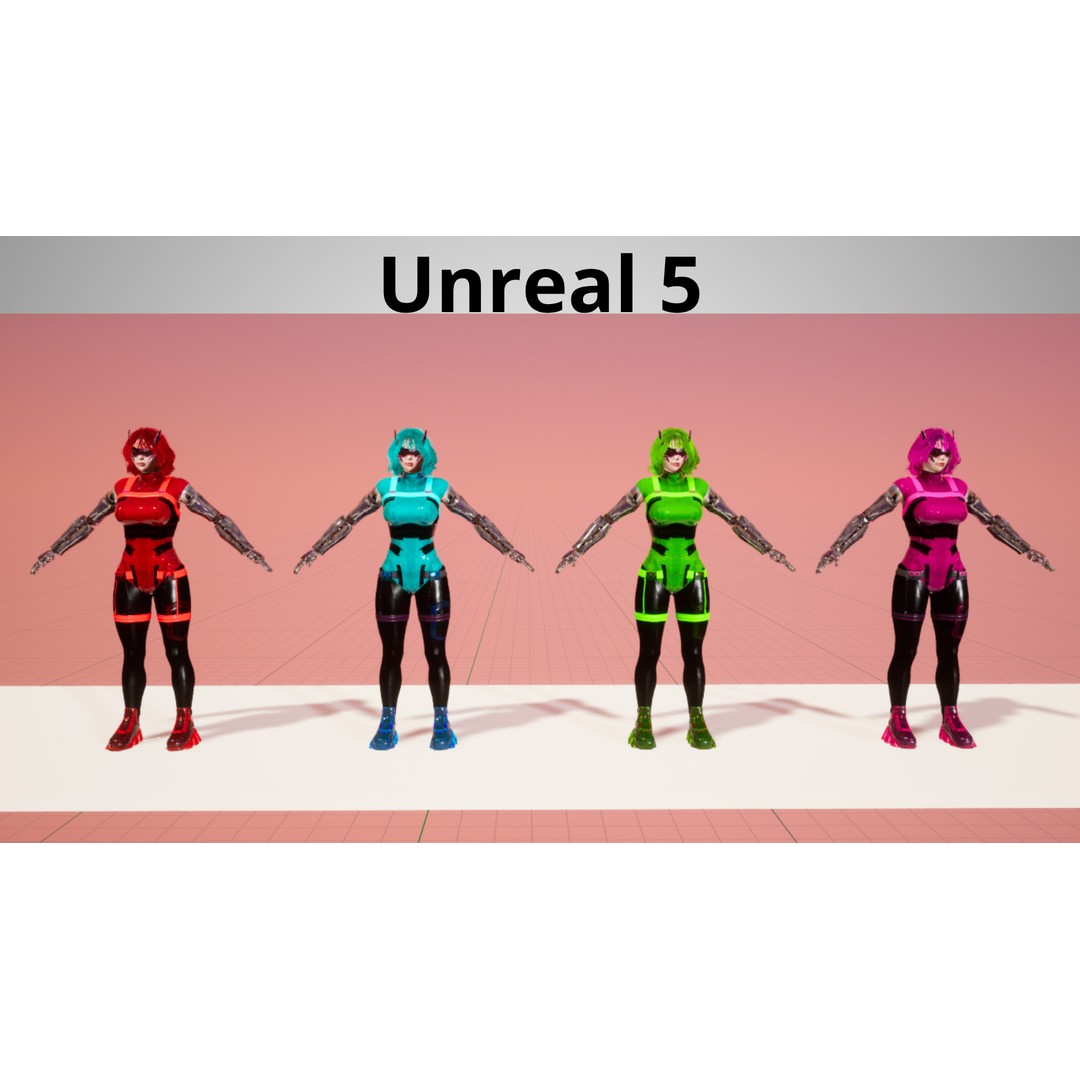 Sci-Fi Girl 3D Model – Low-Poly Game-Ready Character, FBX - View 14